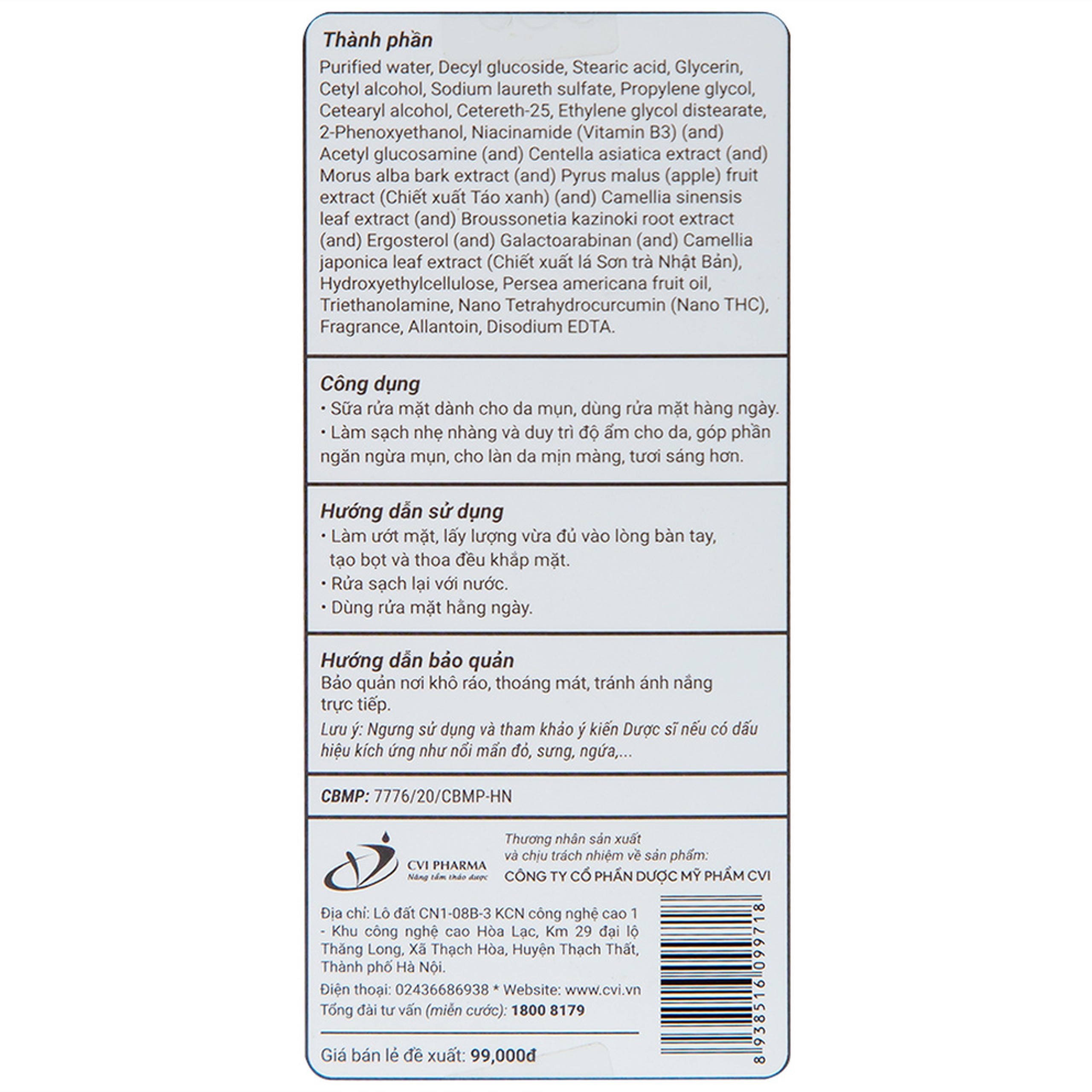 Sữa rửa mặt Nano THC Decumar Advanced ngừa mụn và làm sáng da (50g)