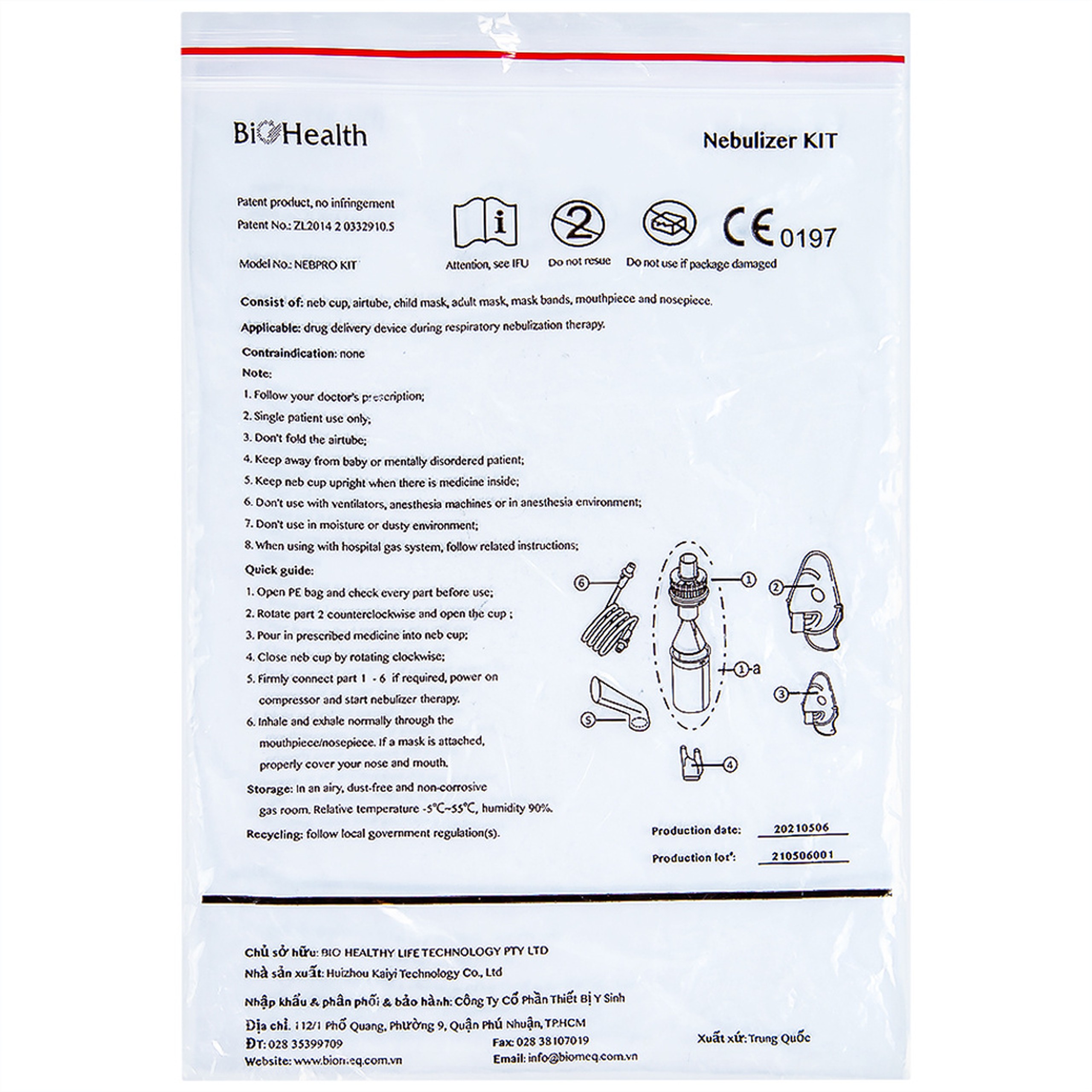 Bộ phụ kiện máy xông Nebpro Biohealth dùng cho máy xông model Nebpro