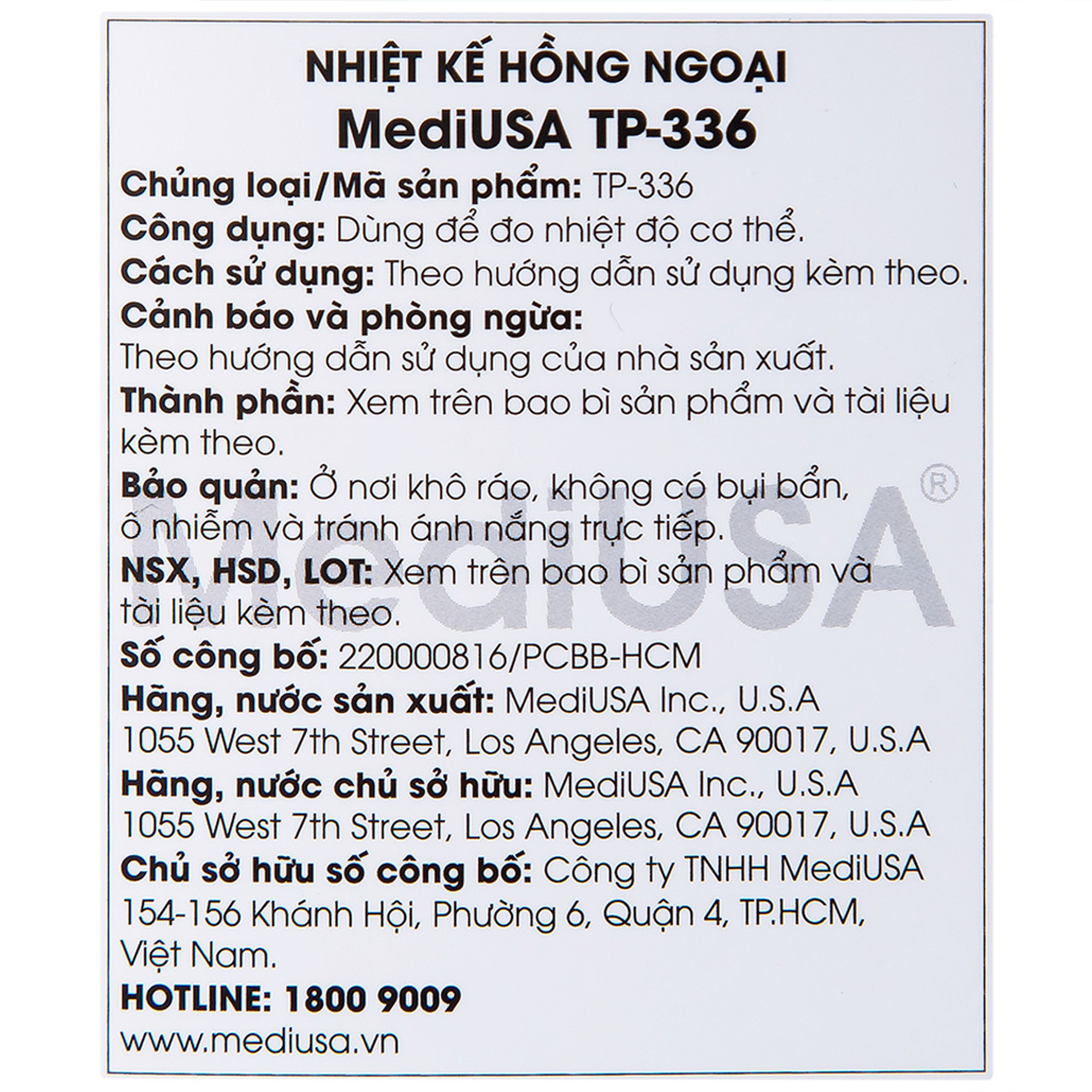 Nhiệt kế hồng ngoại đo trán Mediusa TP-336N New