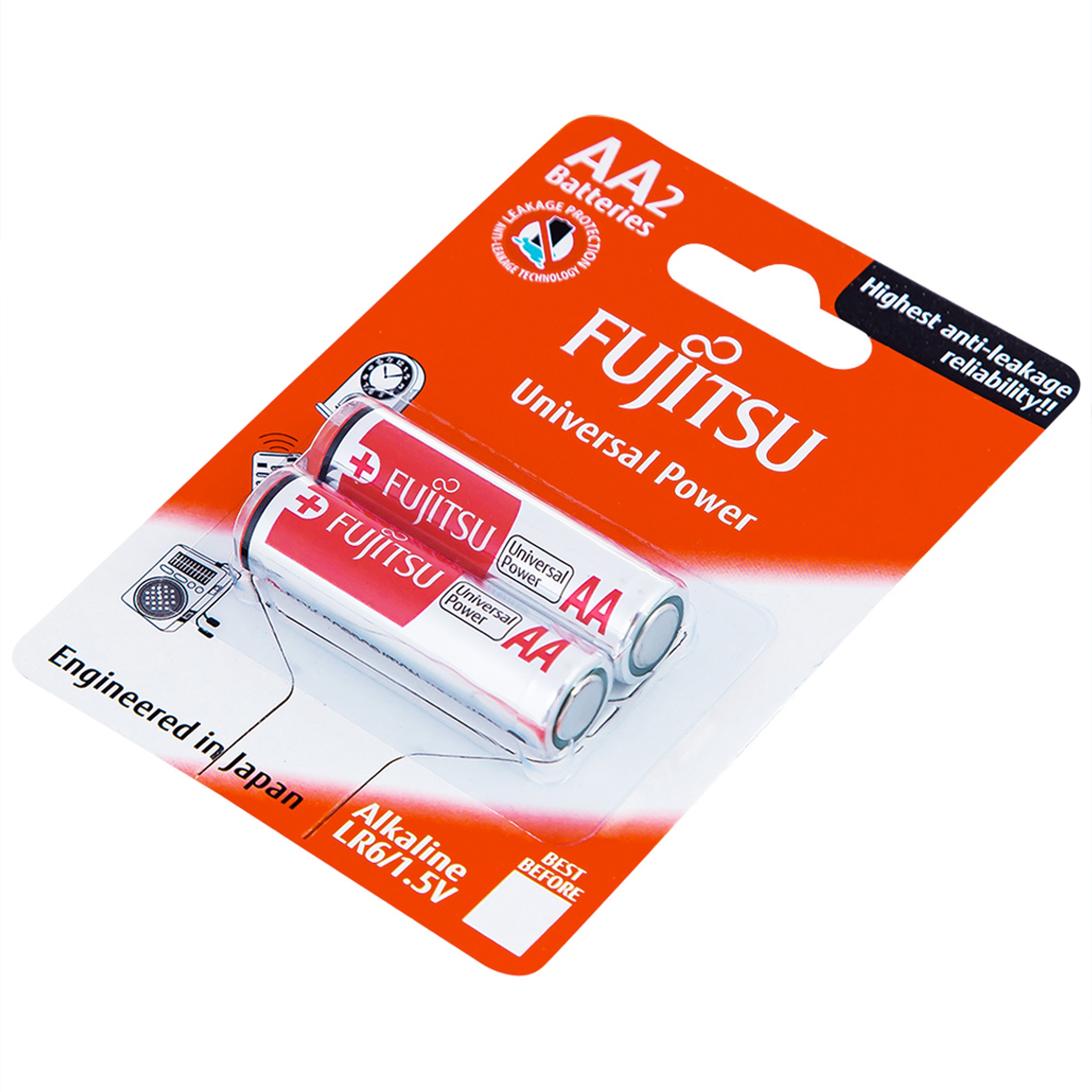 Pin Fujitsu Alkaline LR6 (2B) AA FU-W-FI (vỉ 2 viên) dùng cho các thiết bị điện tử