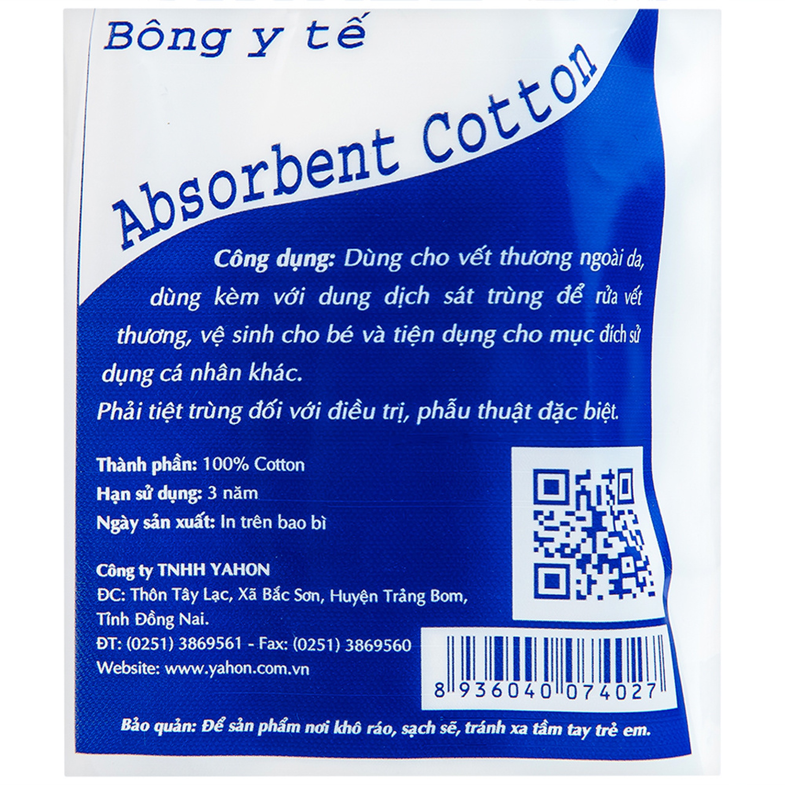 Bông gòn Quick Nurse 100g dùng cho vết thương ngoài da, sát trùng, vệ sinh 