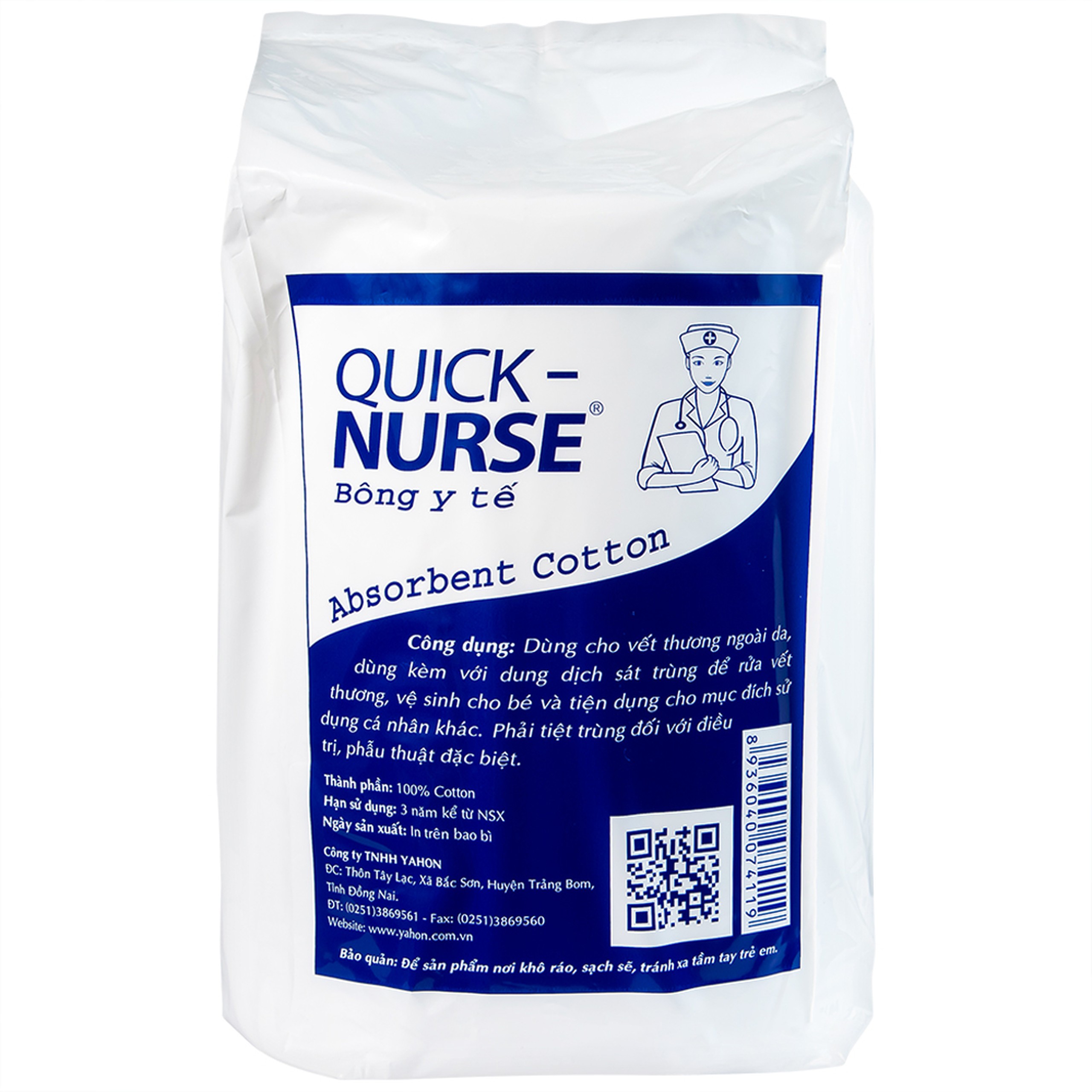 Bông gòn Quick Nurse 1kg dùng cho vết thương ngoài da, sát trùng, vệ sinh 