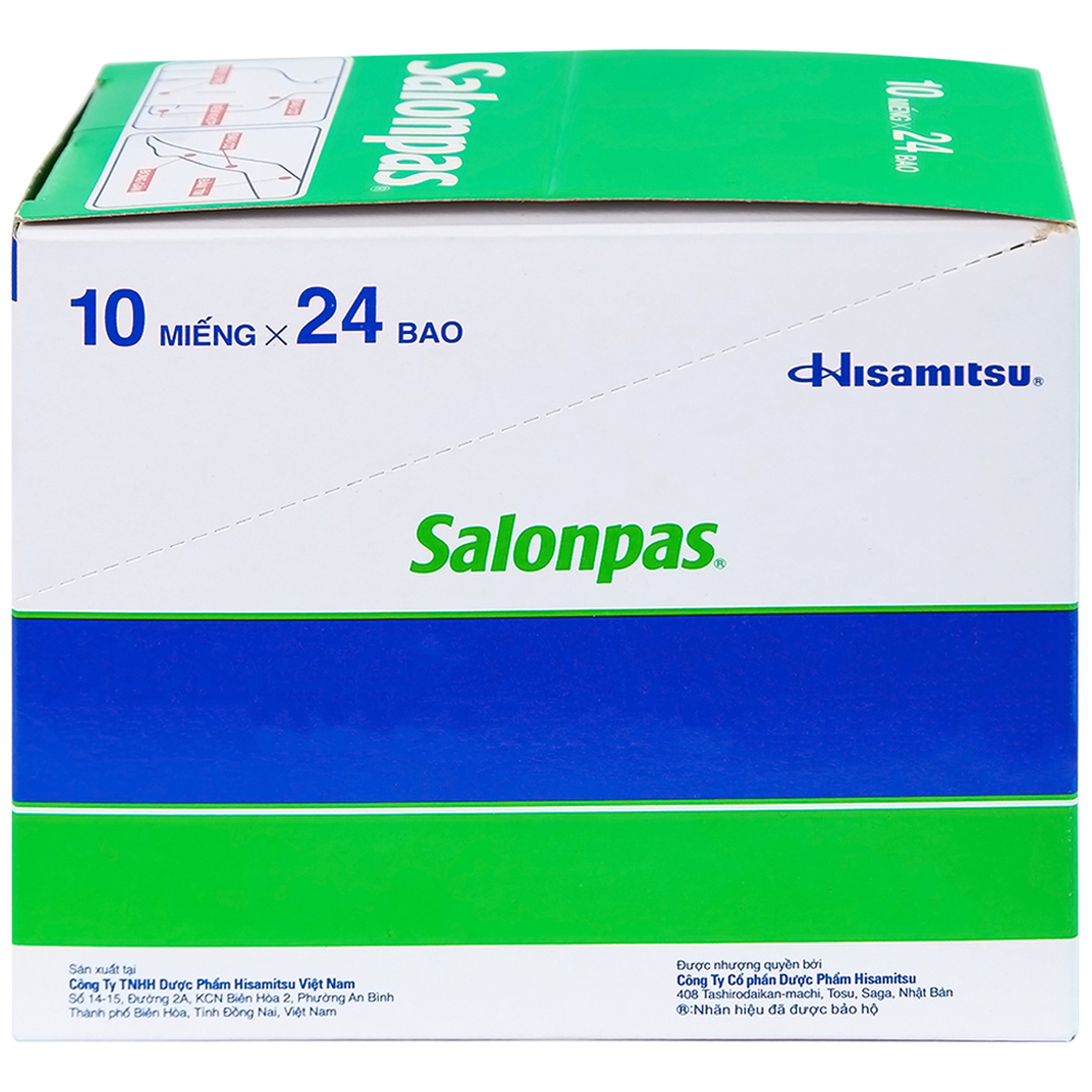 Cao dán Salonpas Hisamitsu giảm đau vai, đau lưng, đau cơ (24 gói x 10 miếng)