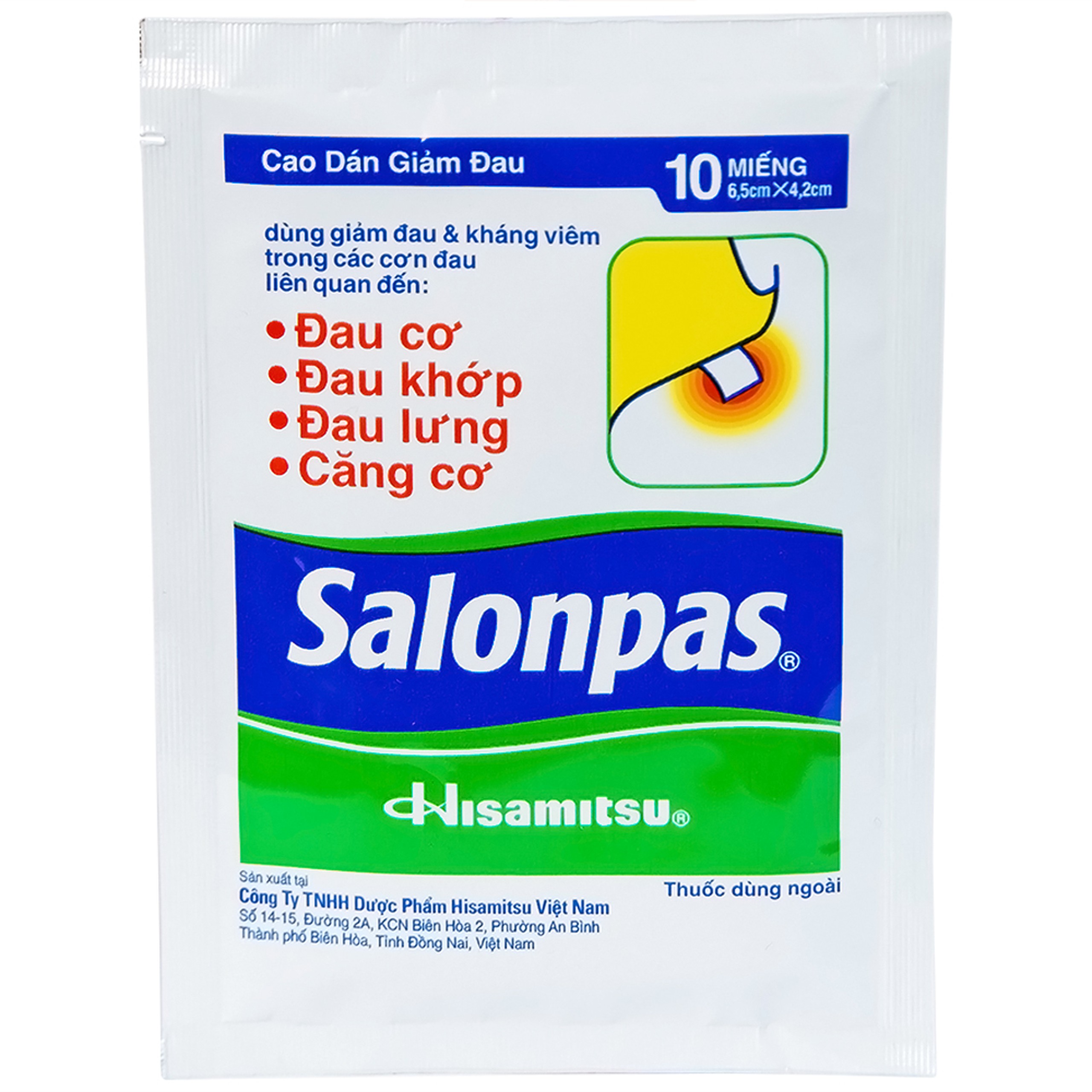 Cao dán Salonpas Hisamitsu giảm đau vai, đau lưng, đau cơ (24 gói x 10 miếng)