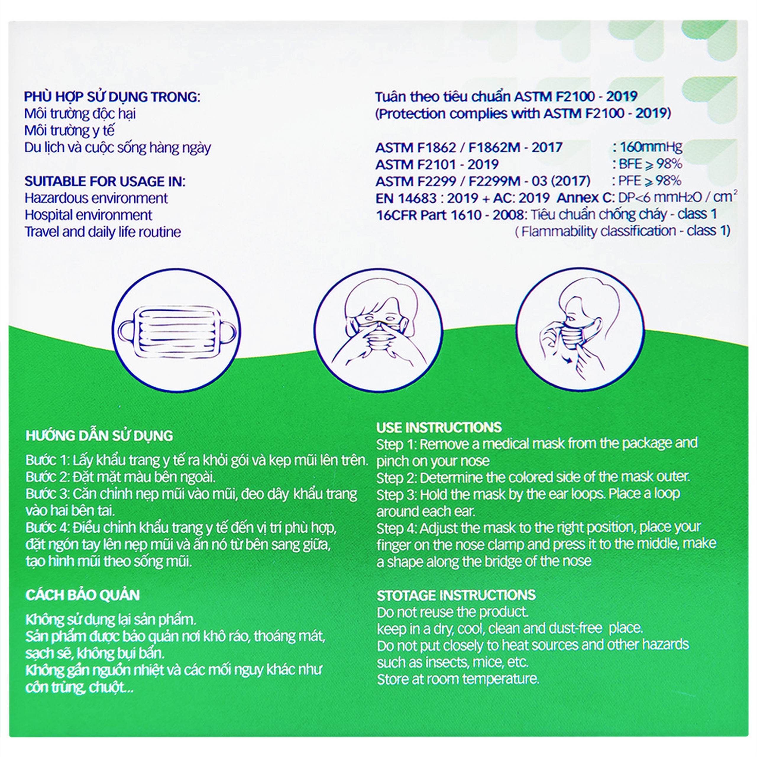 Khẩu trang 3 lớp TLR 3 lớp màu trắng (50 cái) ngăn khói bụi, vi khuẩn