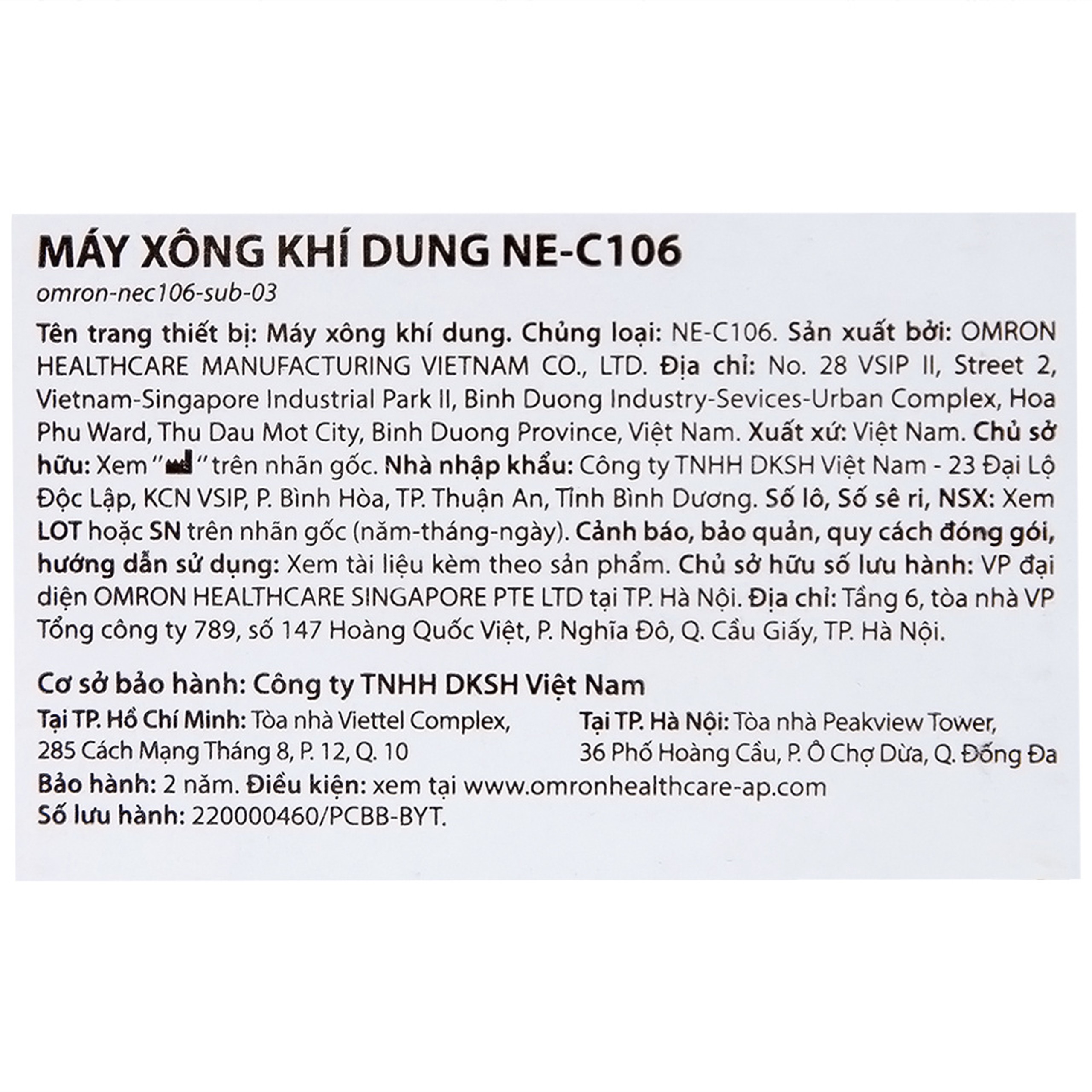 Máy xông khí dung Omron NE C106 hỗ trợ điều trị bệnh lý về đường hô hấp