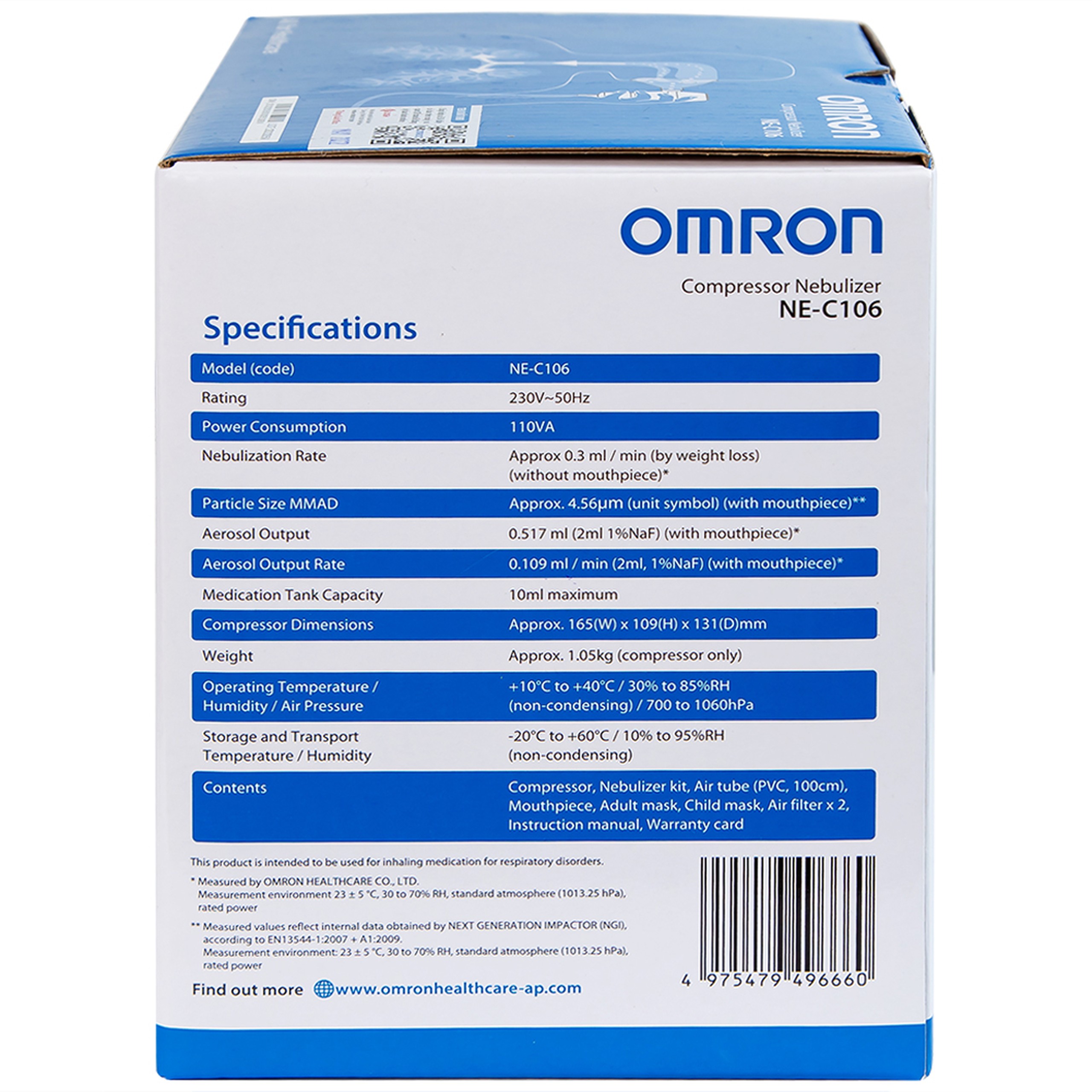 Máy xông khí dung Omron NE C106 hỗ trợ điều trị bệnh lý về đường hô hấp