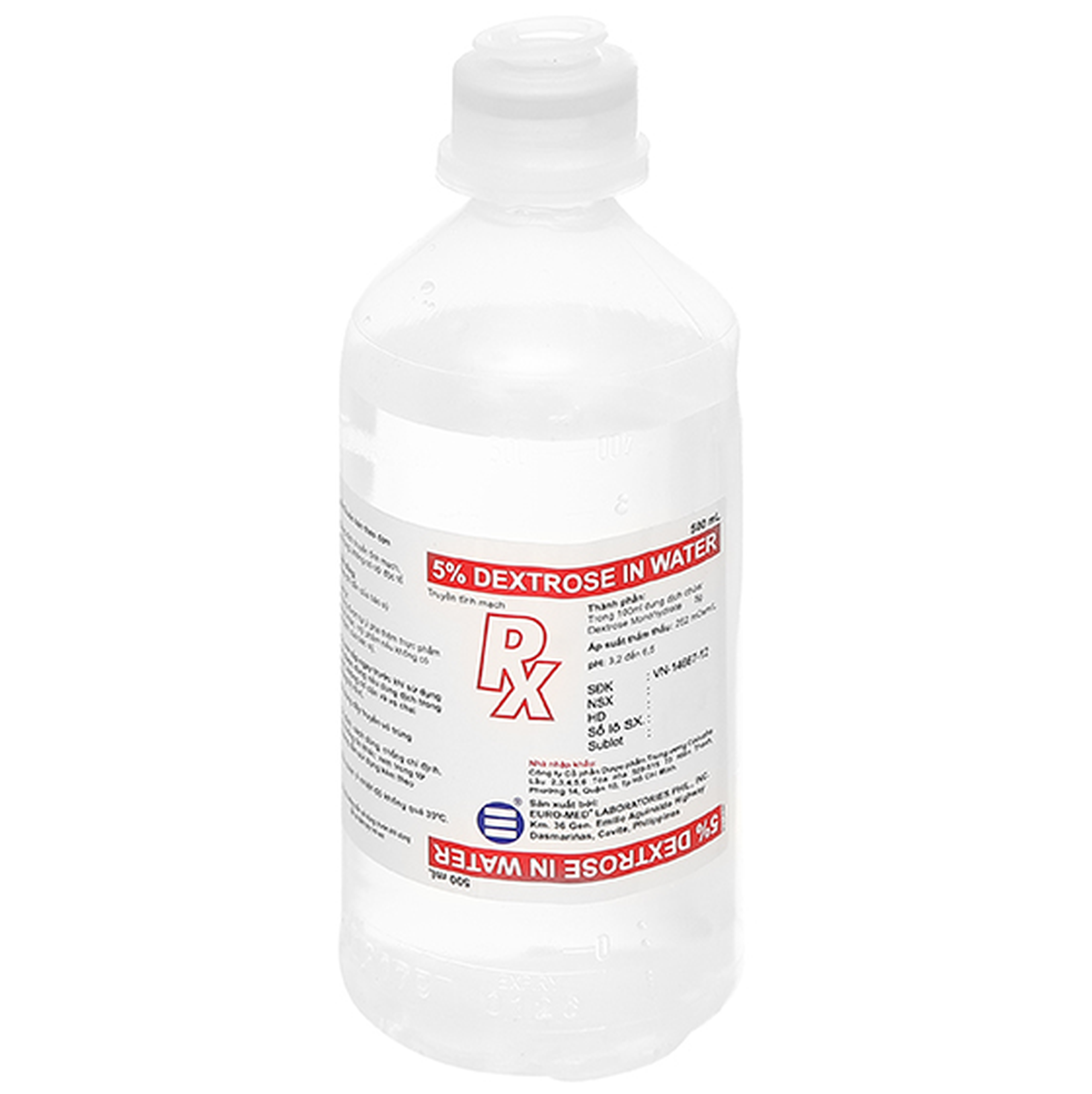 Dung dịch truyền tĩnh mạch 5% Dextrose In Water 500ml Euro-Med duy trì dịch và năng lượng