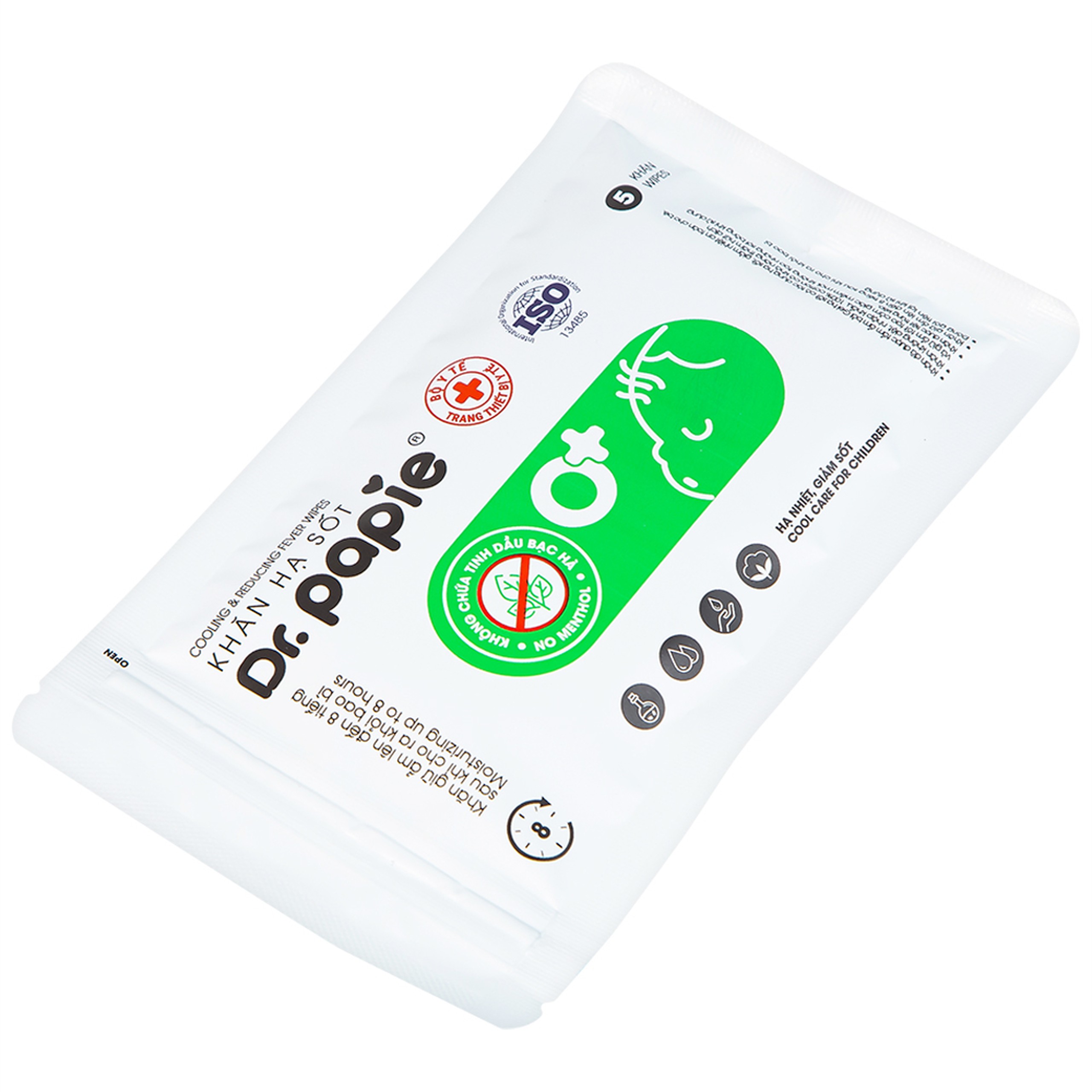 Khăn hạ sốt Dr.Papie 0+ Starmed (5 gói x 5 miếng) hạ nhiệt giảm sốt dùng cho trẻ sơ sinh
