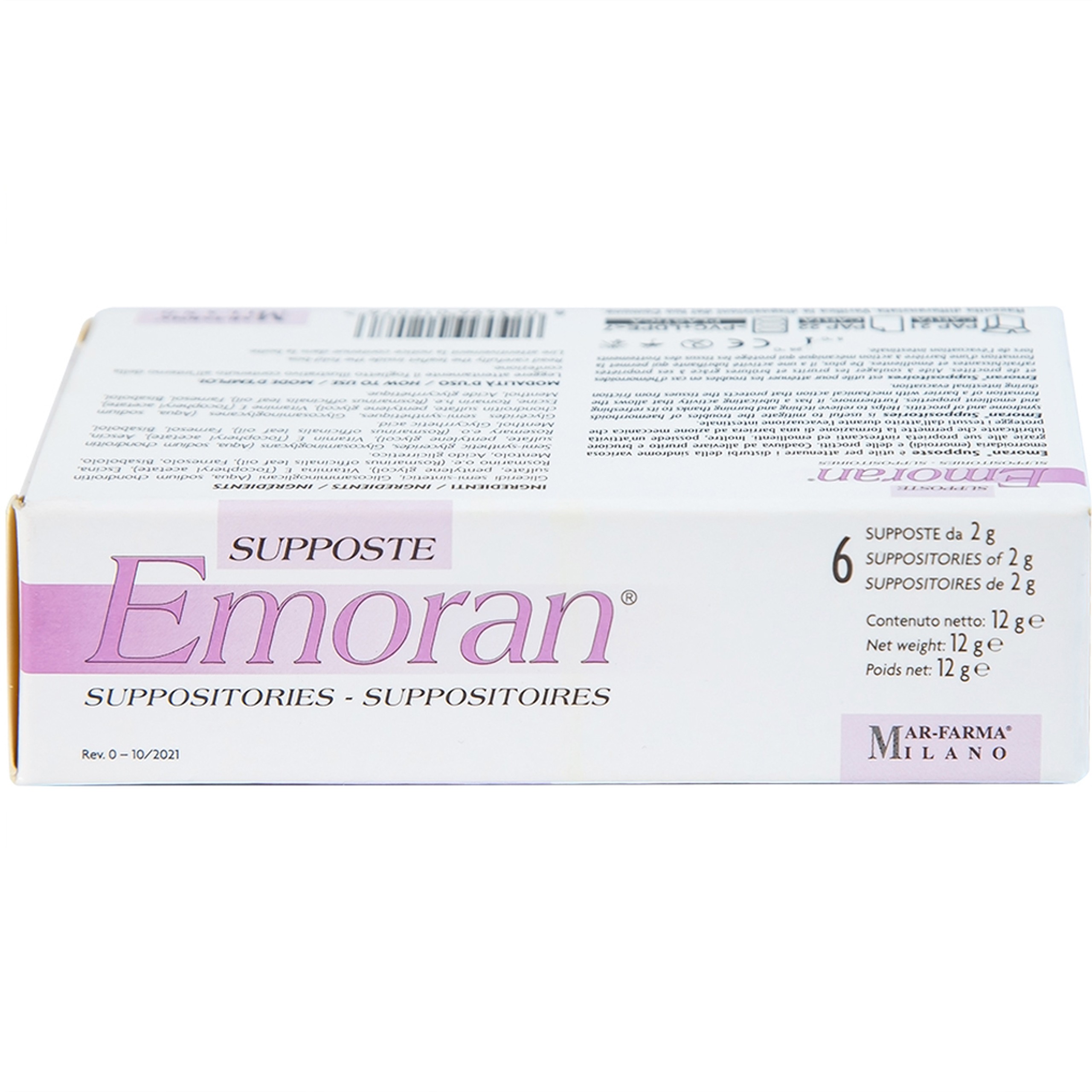 Viên đặt Supposte Emoran giảm các triệu chứng của bệnh trĩ, viêm trực tràng (6 viên)