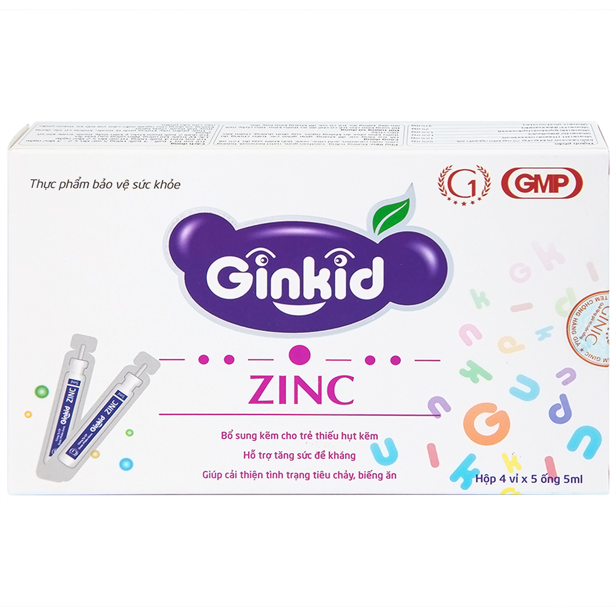 Siro Ginkid ZinC bổ sung kẽm hỗ trợ tăng sức đề kháng (4 vỉ x 5 ống x 5ml)