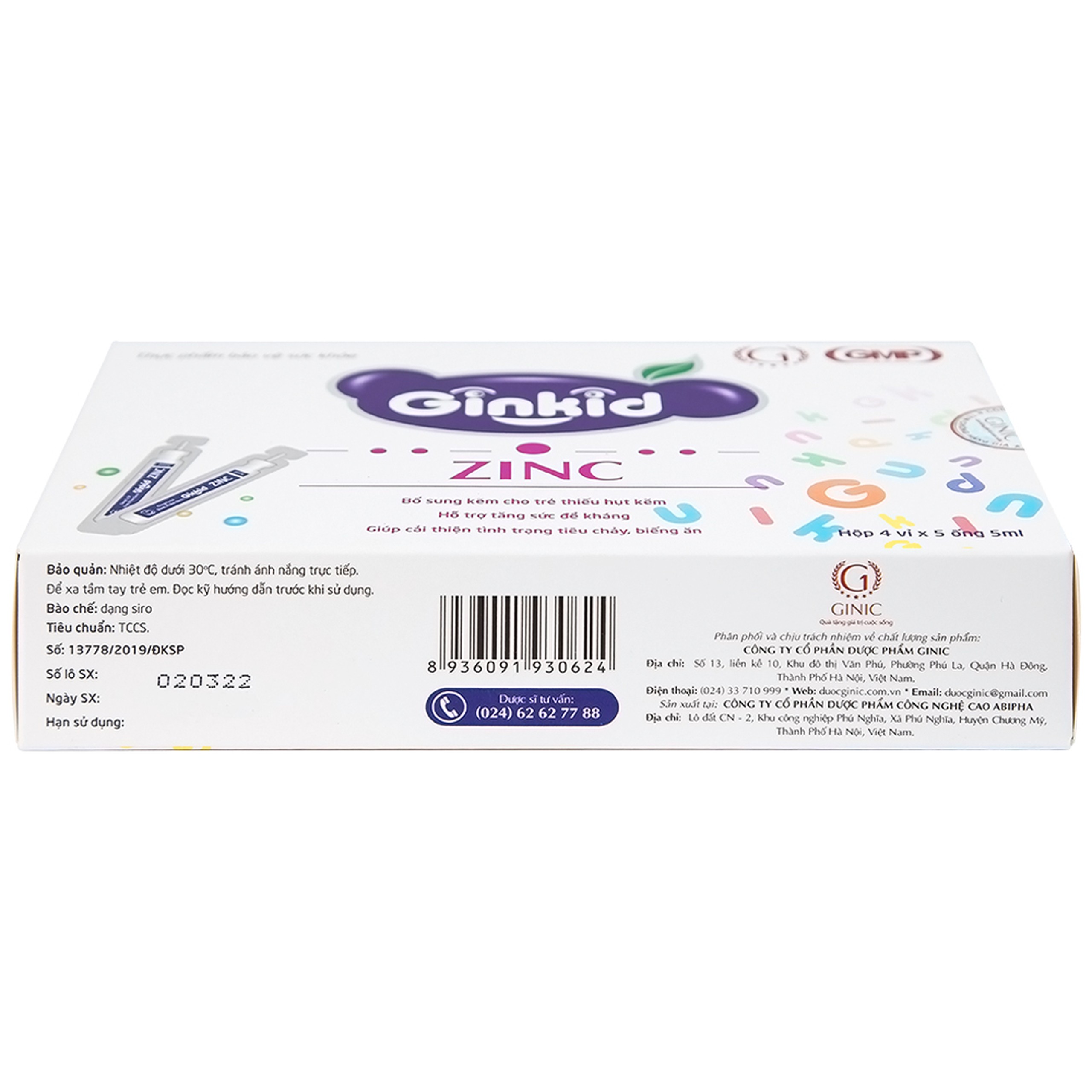 Siro Ginkid ZinC bổ sung kẽm hỗ trợ tăng sức đề kháng (4 vỉ x 5 ống x 5ml)