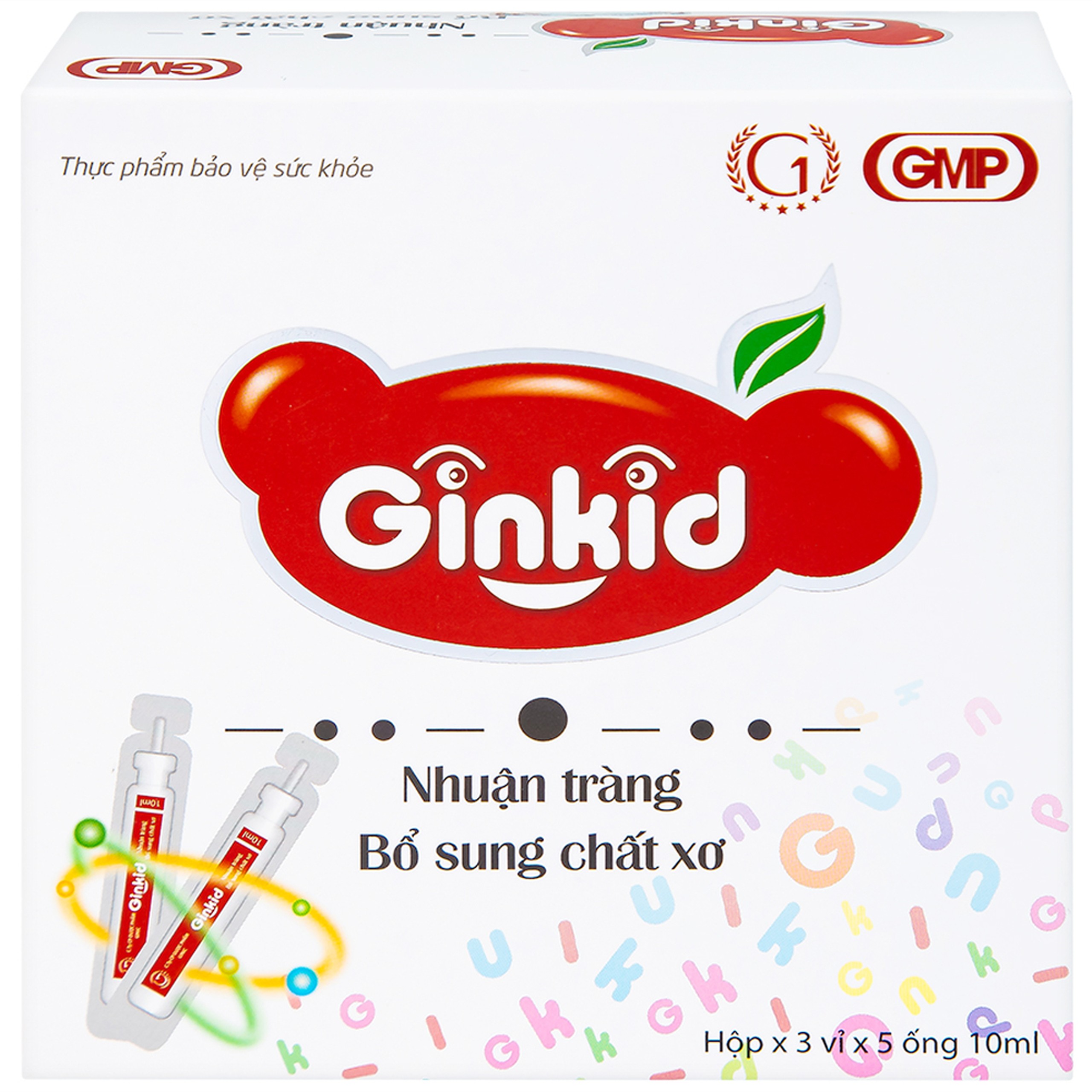 Siro Ginkid GINIC nhuận tràng, bổ sung chất xơ (3 vỉ x 5 ống x 10ml)