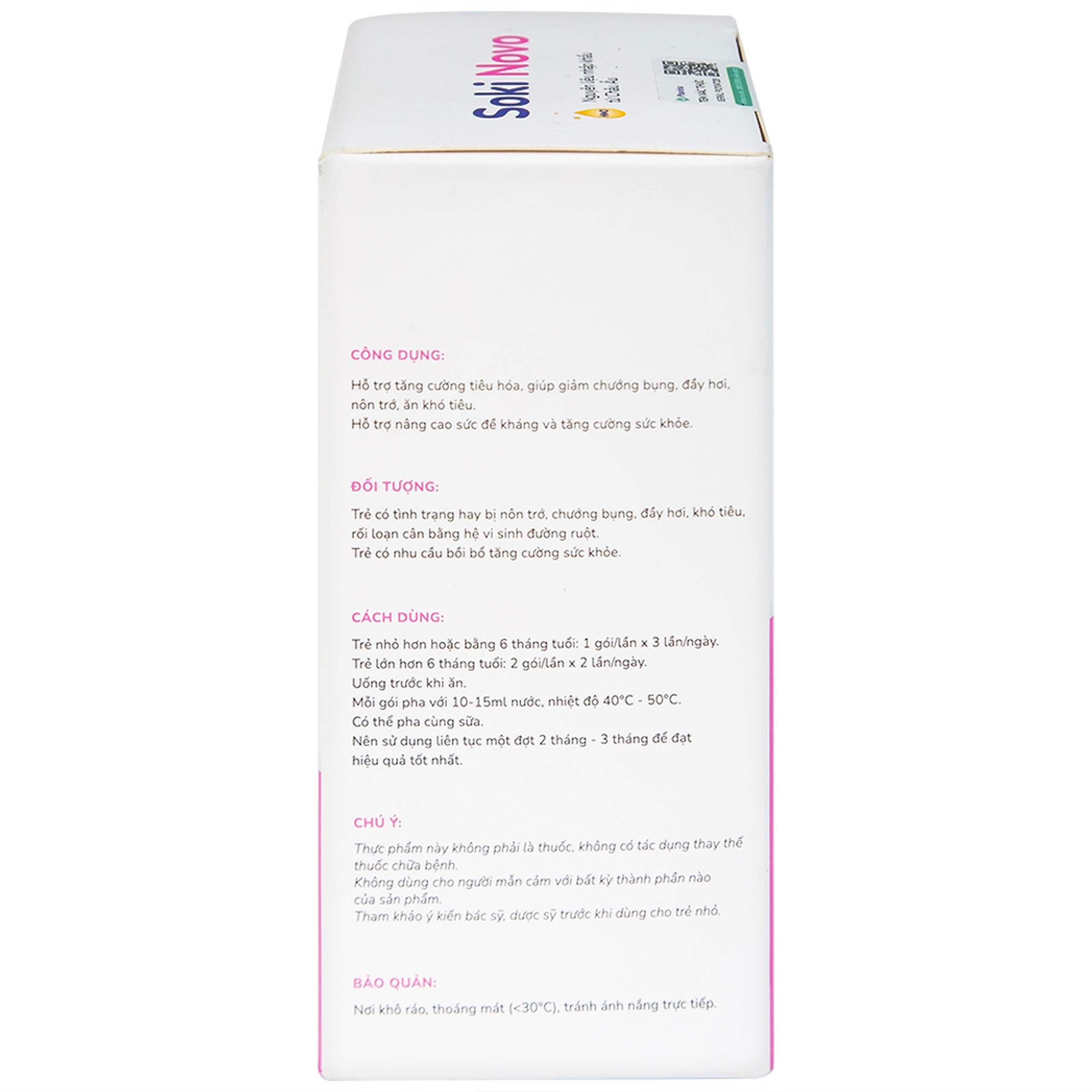 Bột hòa tan Soki Novo hỗ trợ tăng cường tiêu hóa, giúp giảm chướng bụng (18 gói x 3g)