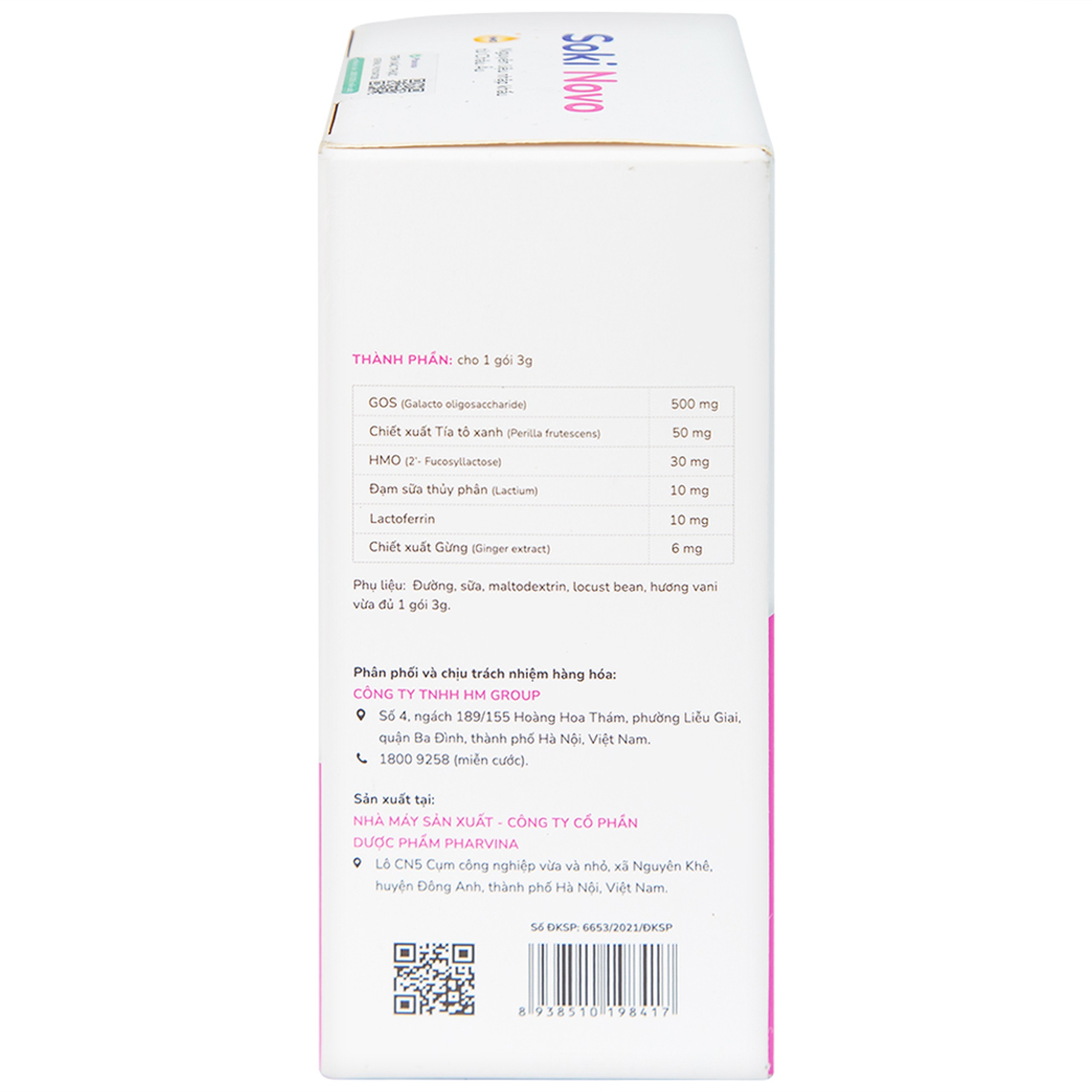 Bột hòa tan Soki Novo hỗ trợ tăng cường tiêu hóa, giúp giảm chướng bụng (18 gói x 3g)