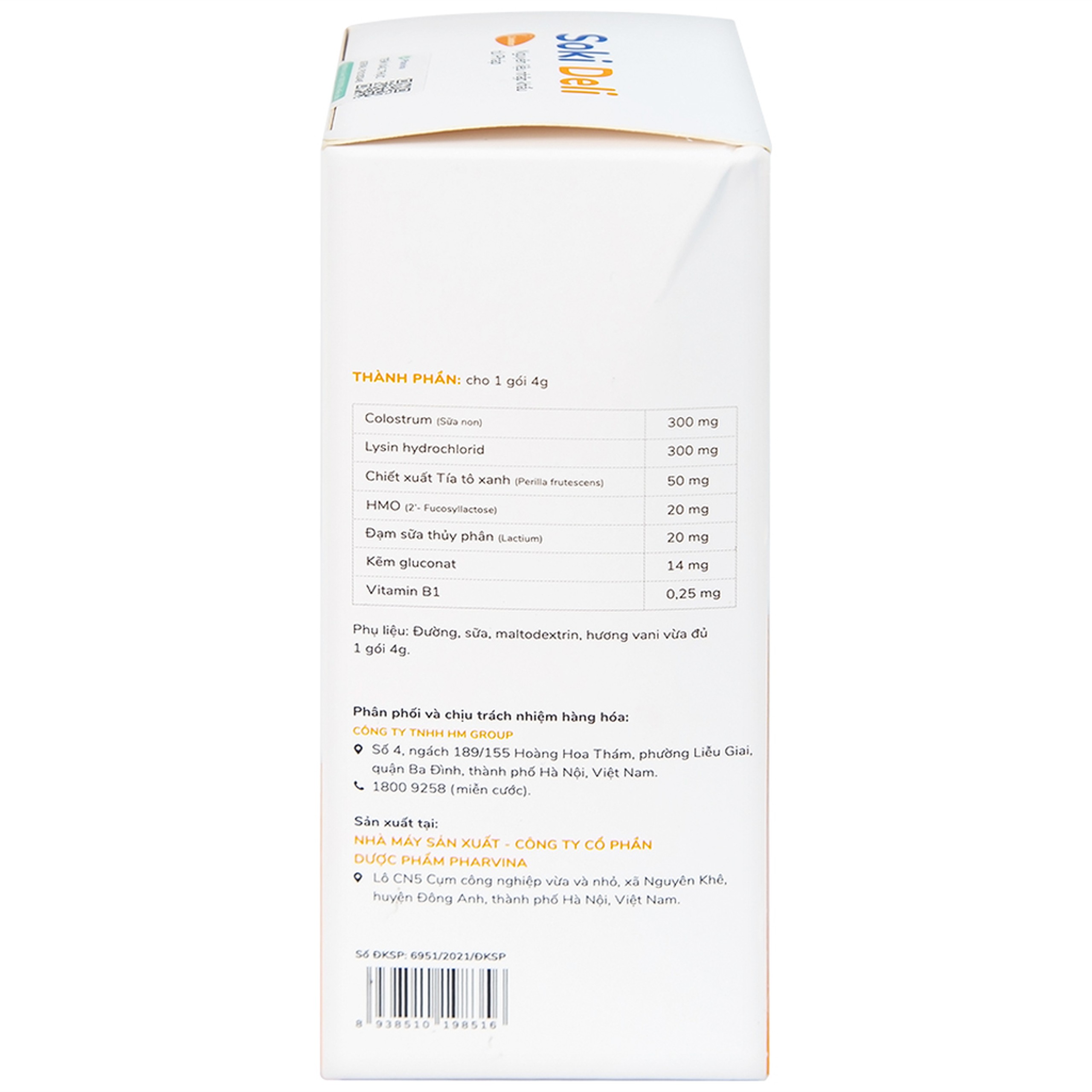 Bột hòa tan Soki Deli cải thiện tình trạng biếng ăn, tăng cường tiêu hóa và hấp thu (18 gói x 4g)