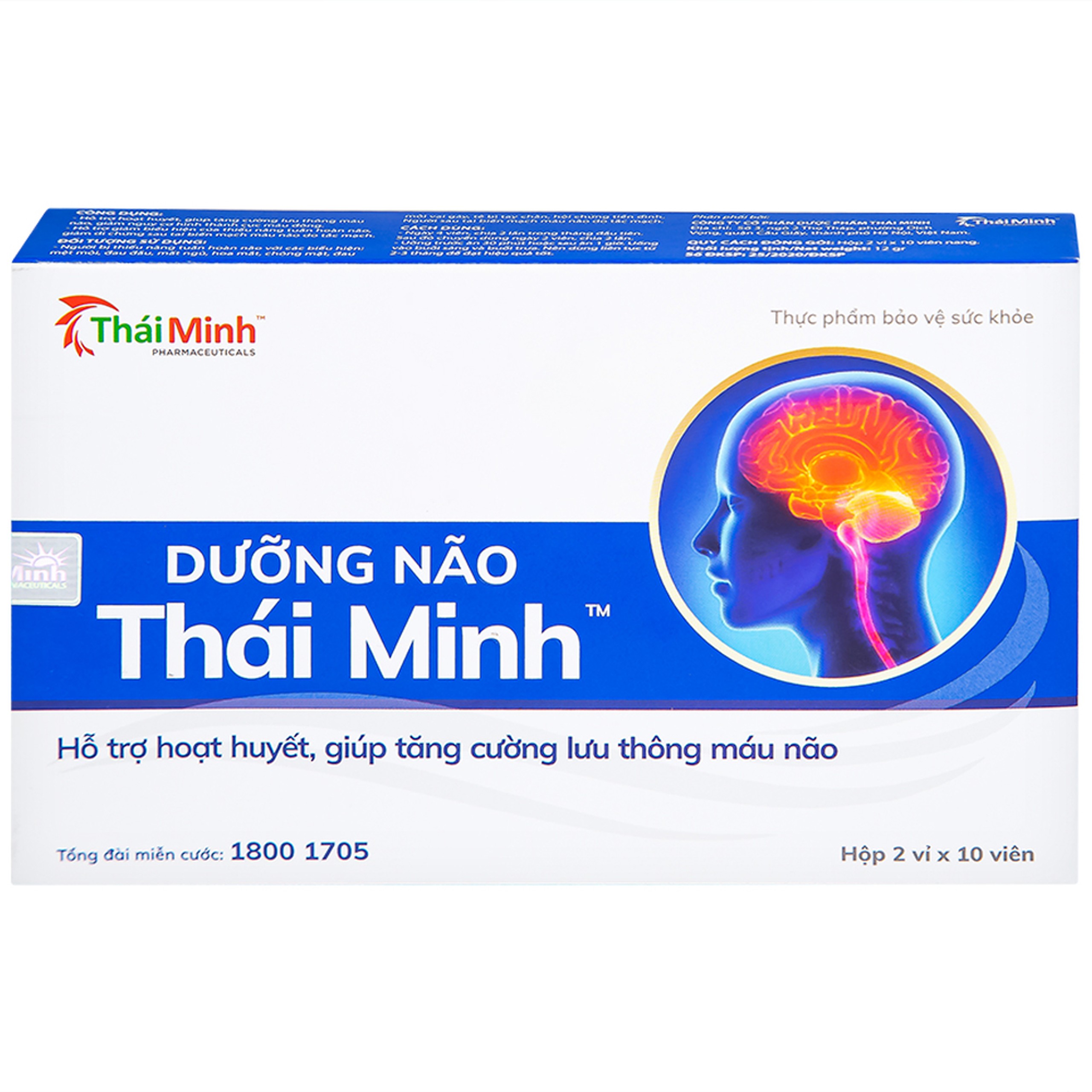 Viên tăng lưu thông máu não Dưỡng Não Thái Minh (2 vỉ x 10 viên)