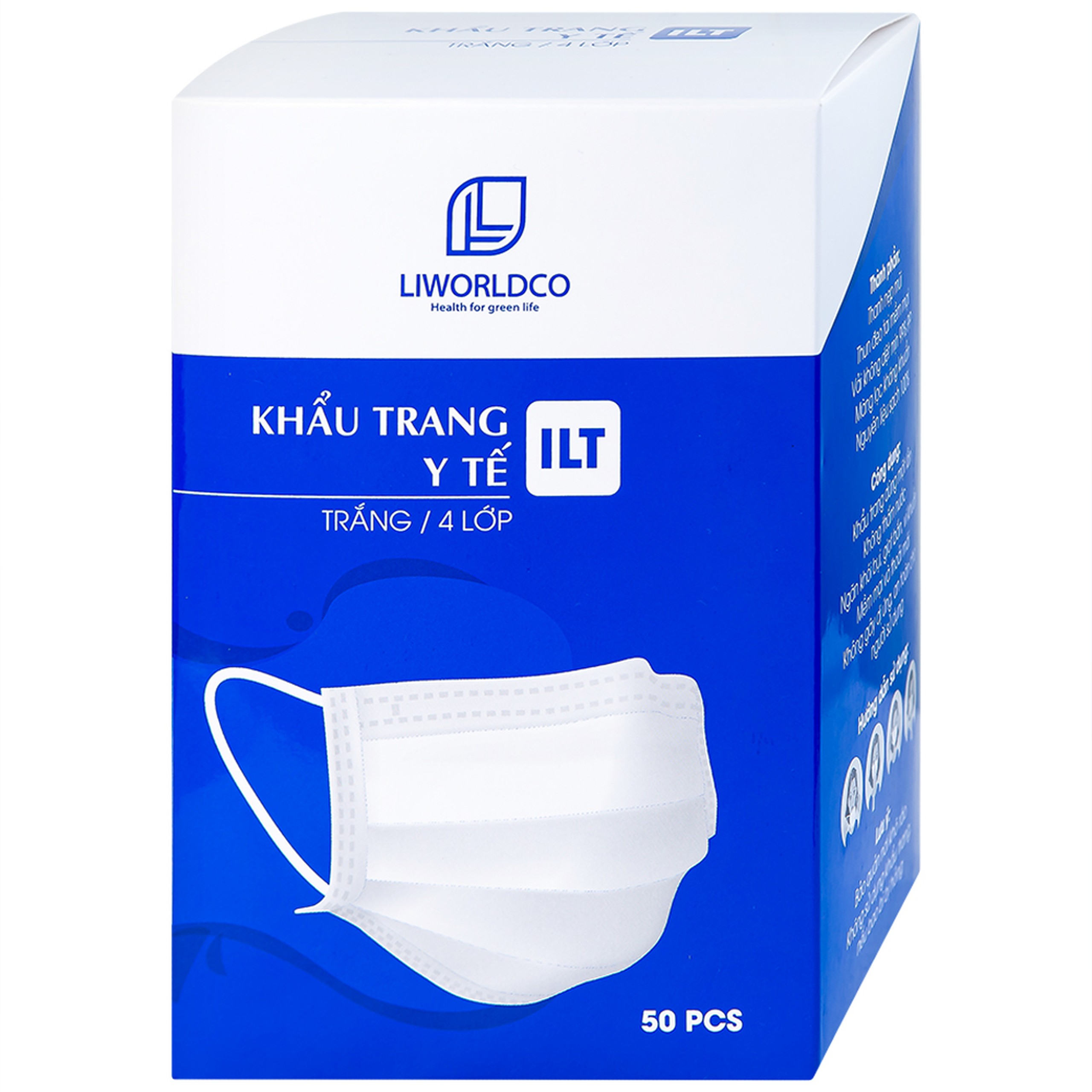 Khẩu trang 4 lớp ILT Liworldco màu trắng (50 cái)