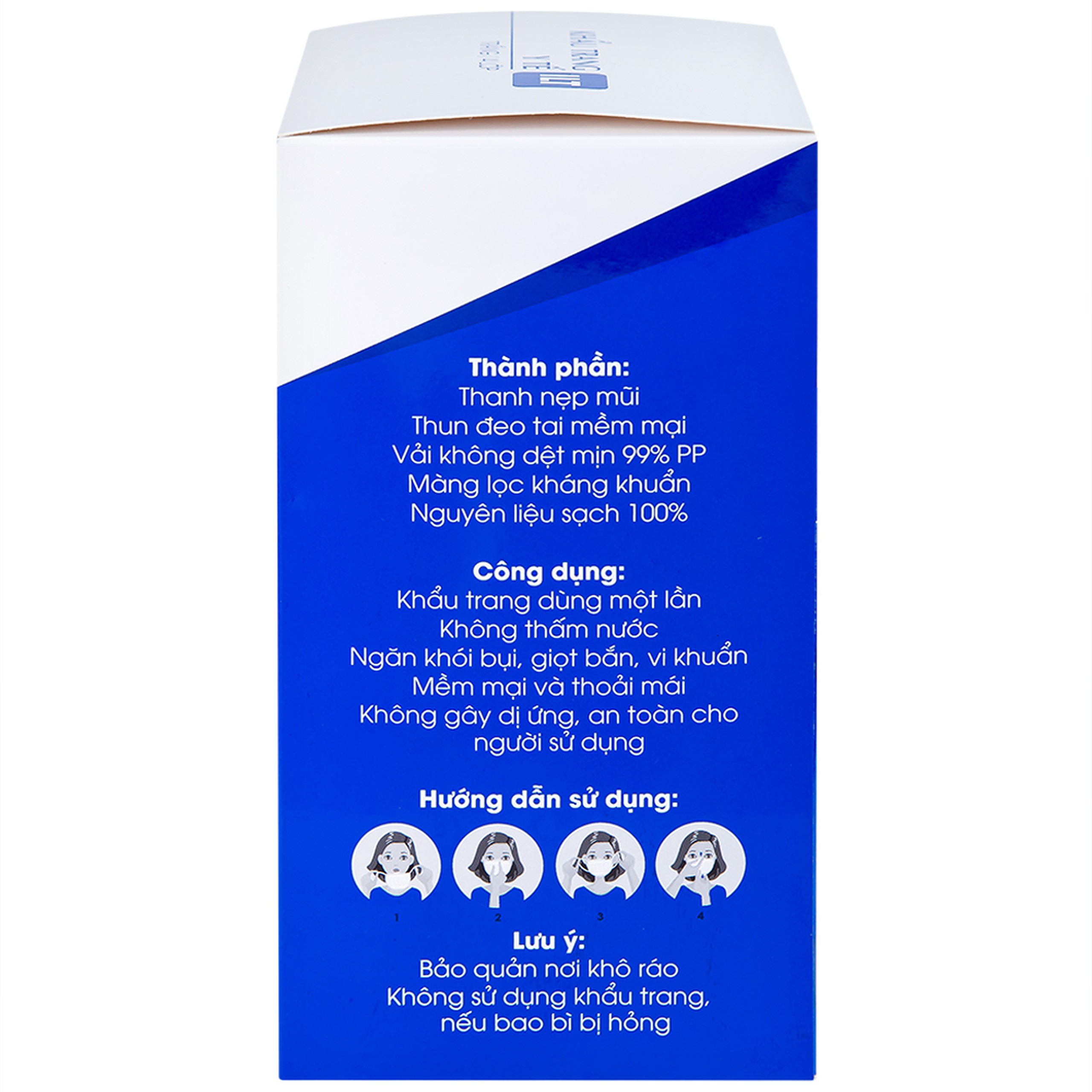 Khẩu trang 4 lớp ILT Liworldco màu trắng (50 cái)