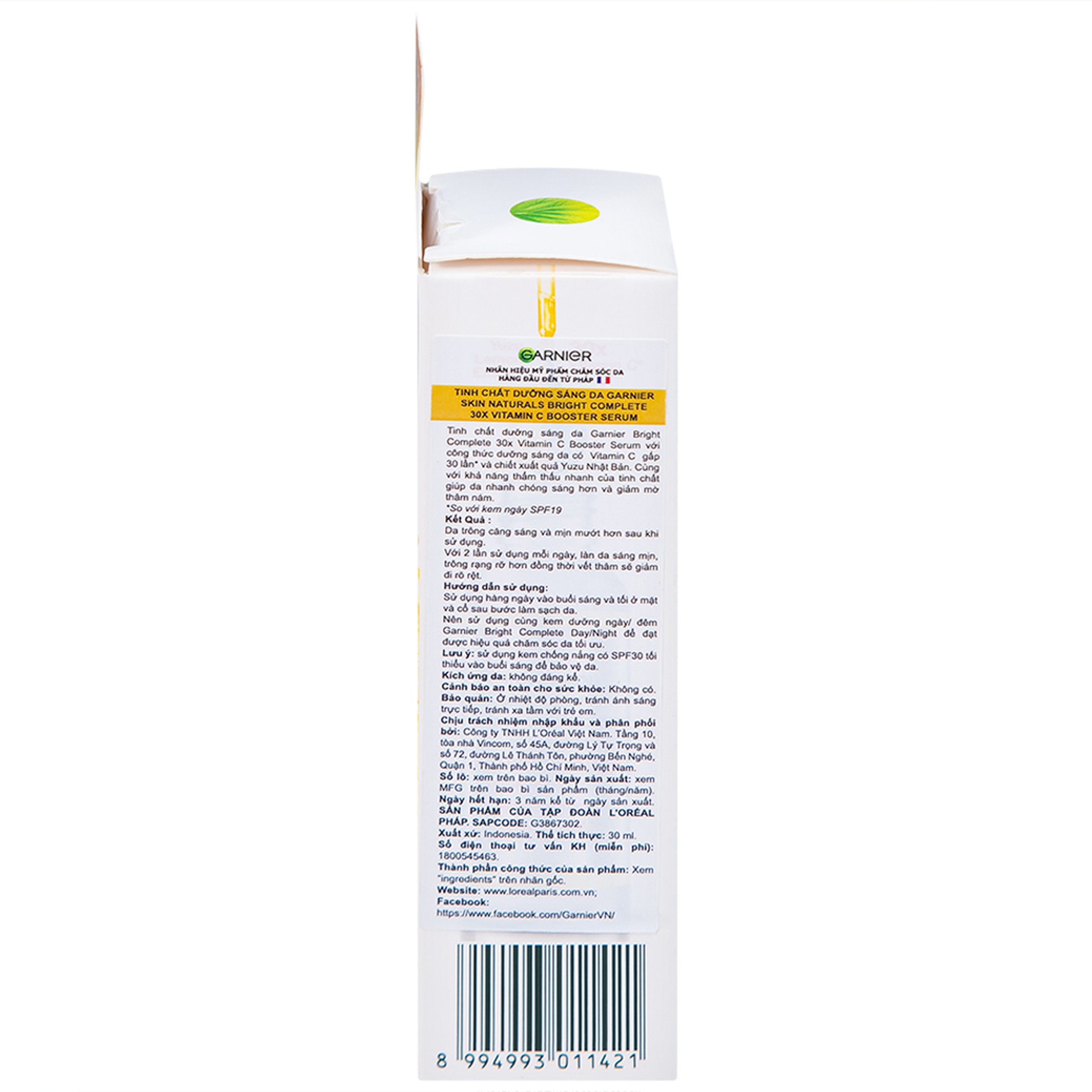 Tinh chất dưỡng sáng da, mờ thâm Garnier Skin Naturals Bright Complete 30x Vitamin C Booster Serum 30ml