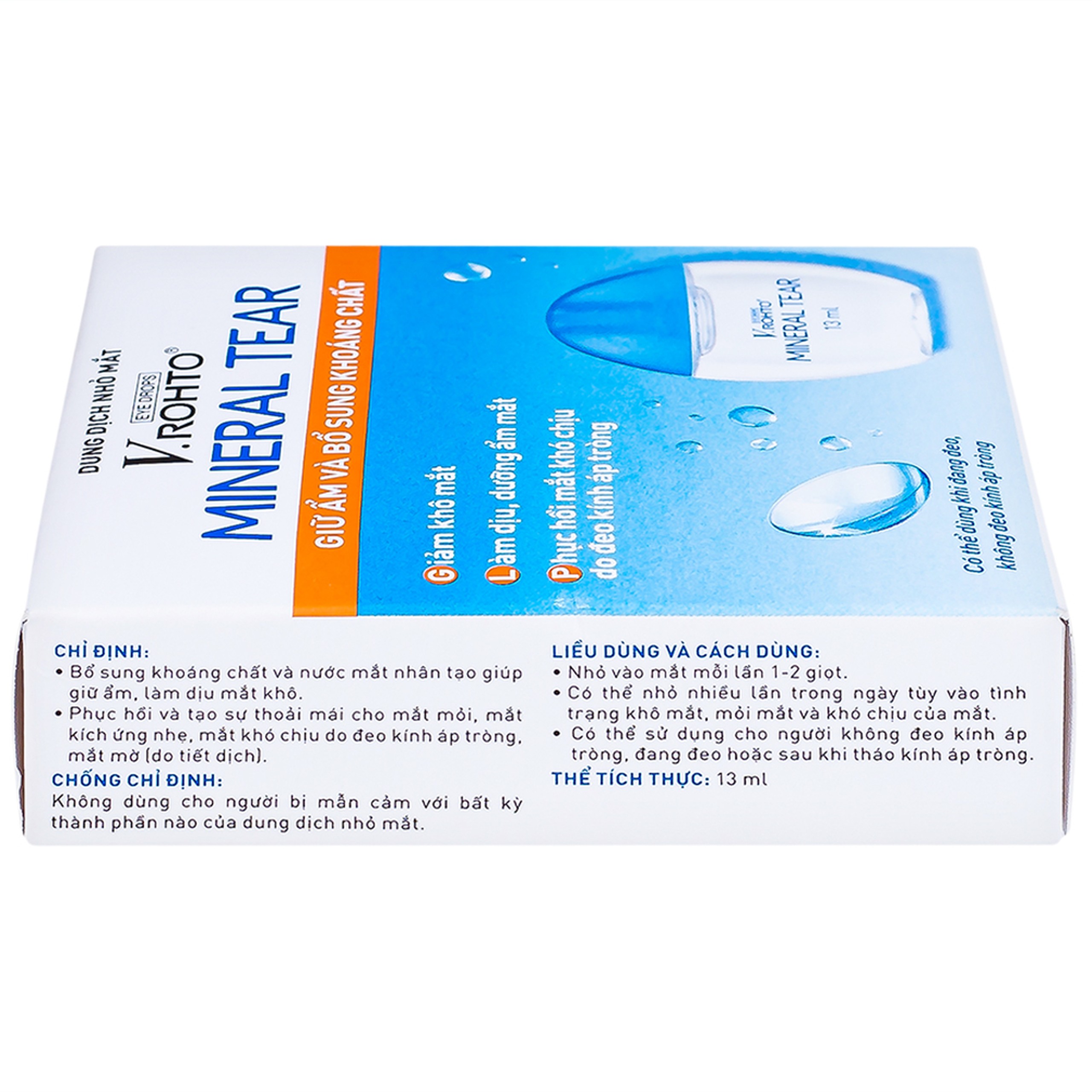 Nhỏ mắt V.Rohto Mineral Tear 13ml hỗ trợ dưỡng ẩm, bổ sung khoáng chất