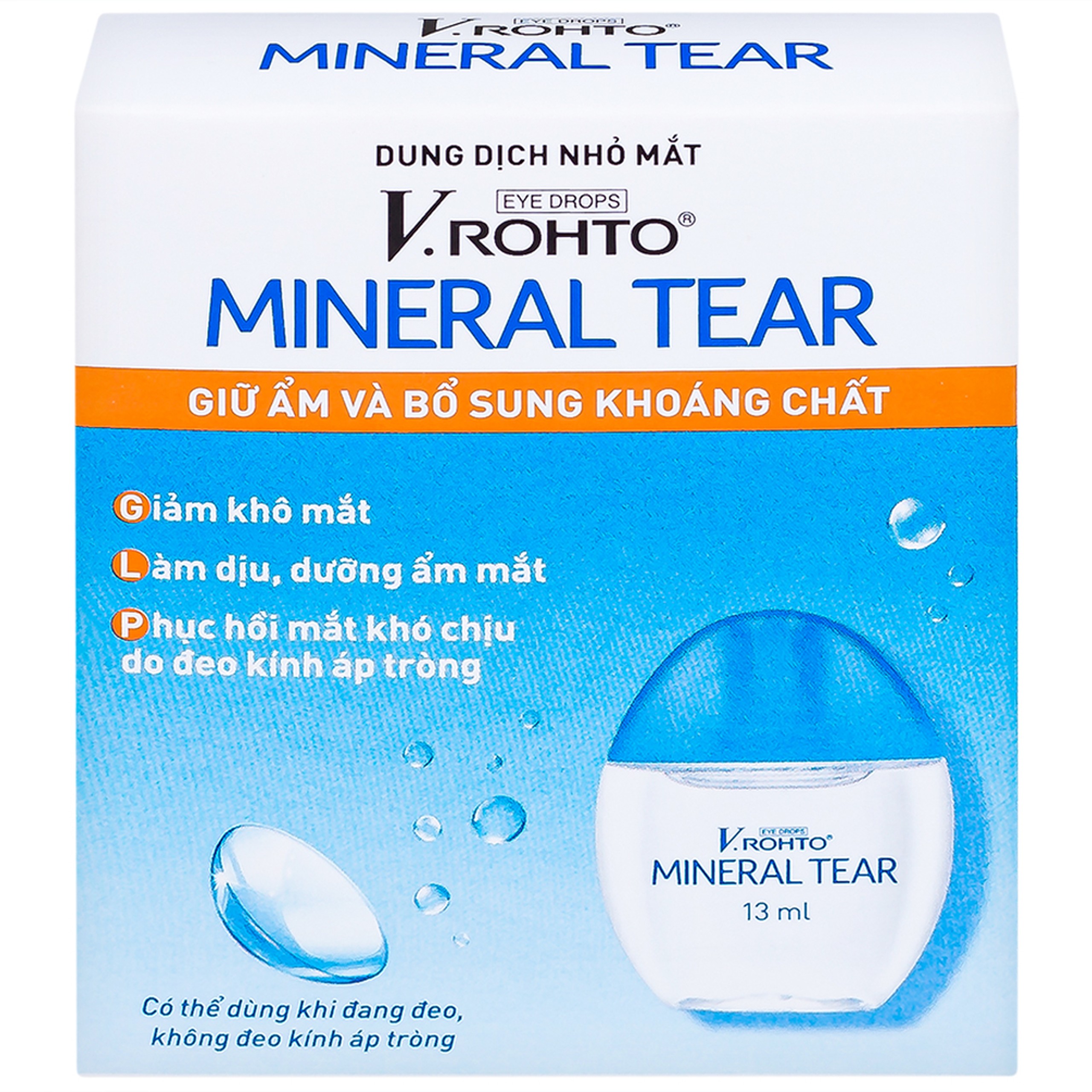 Nhỏ mắt V.Rohto Mineral Tear 13ml hỗ trợ dưỡng ẩm, bổ sung khoáng chất