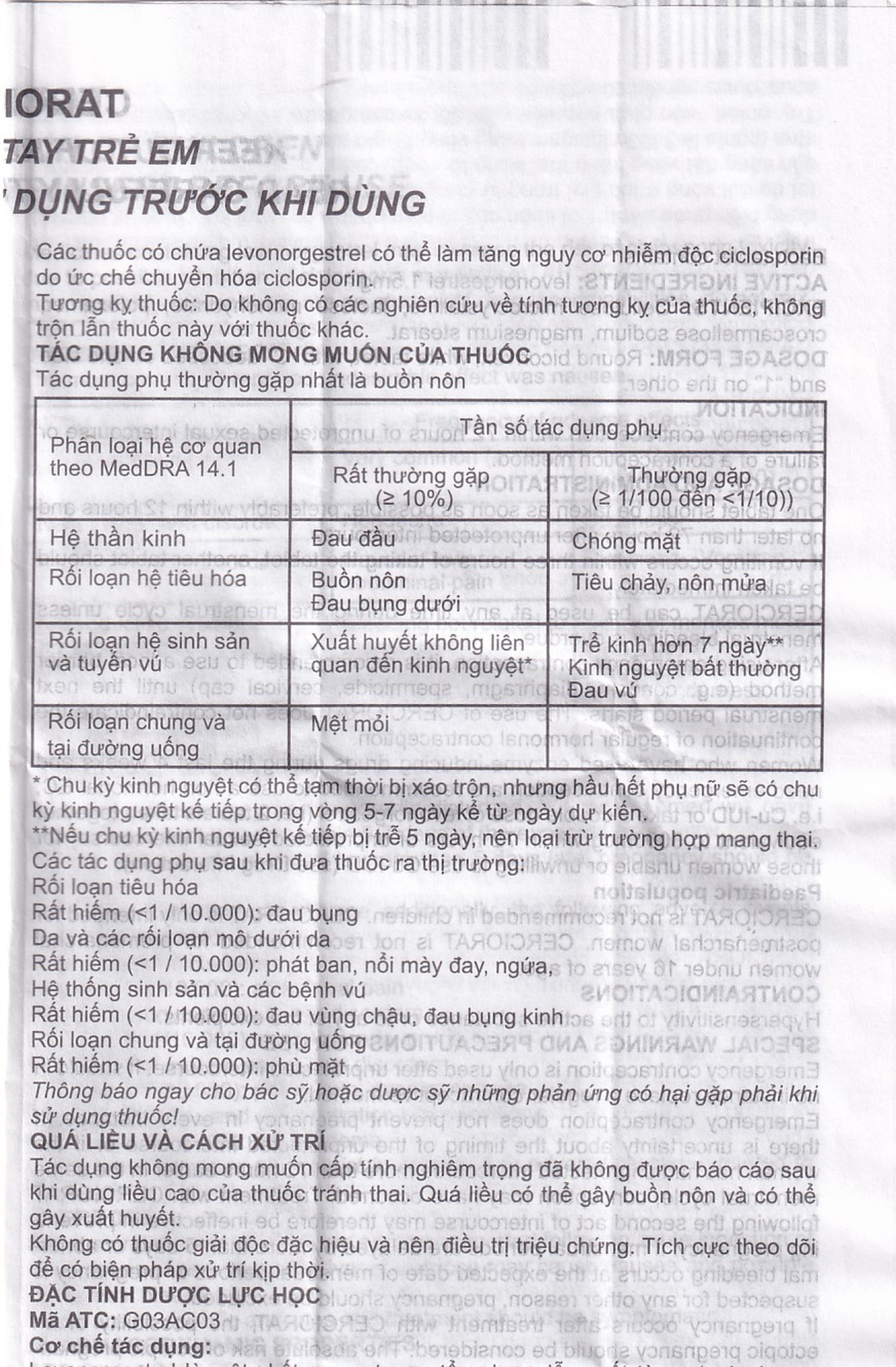 Thuốc tránh thai khẩn cấp Cerciorat 1.5mg Exeltis (1 viên)