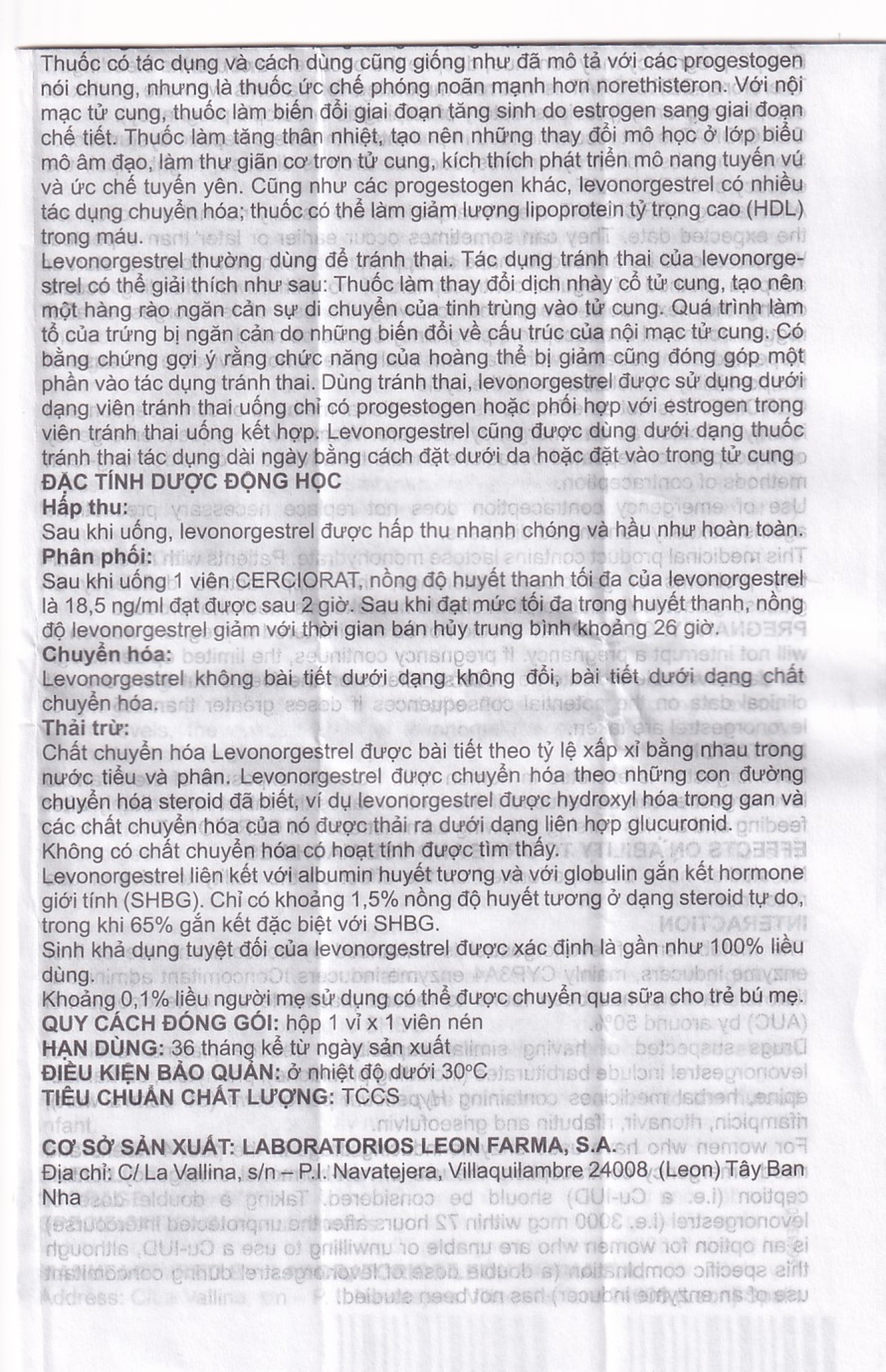 Thuốc tránh thai khẩn cấp Cerciorat 1.5mg Exeltis (1 viên)