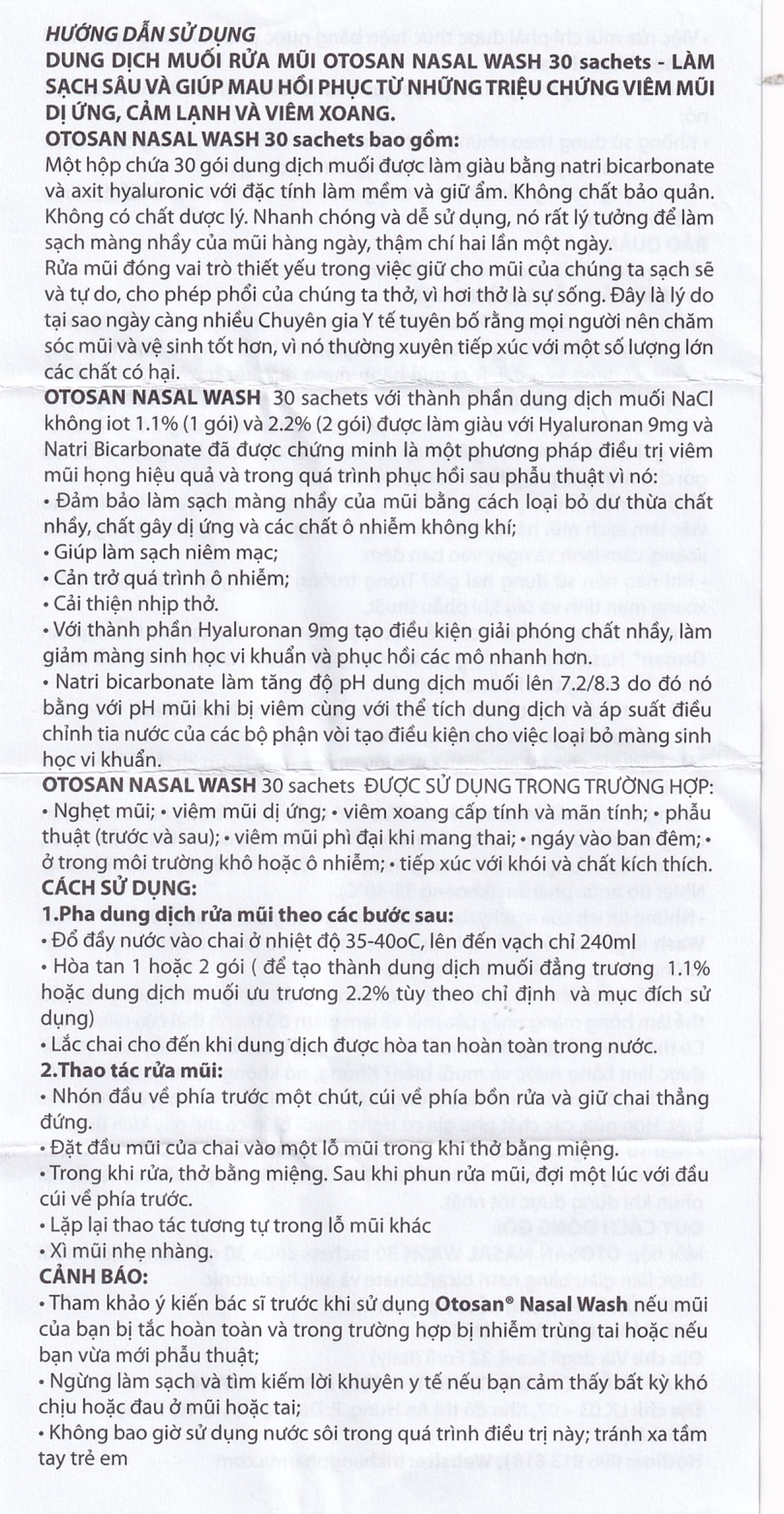 Bộ rửa mũi Otosan Nasal Wash Kit (30 gói) làm sạch sâu, ngừa viêm xoang, viêm mũi dành cho trẻ trên 6 tuổi