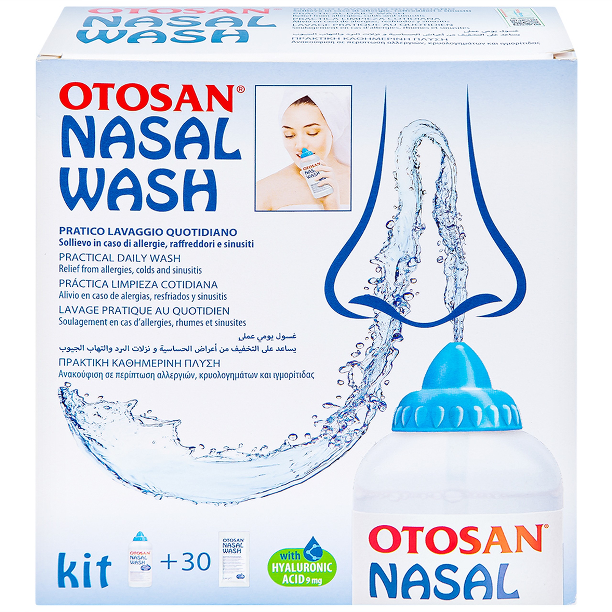 Bộ rửa mũi Otosan Nasal Wash Kit (30 gói) làm sạch sâu, ngừa viêm xoang, viêm mũi dành cho trẻ trên 6 tuổi