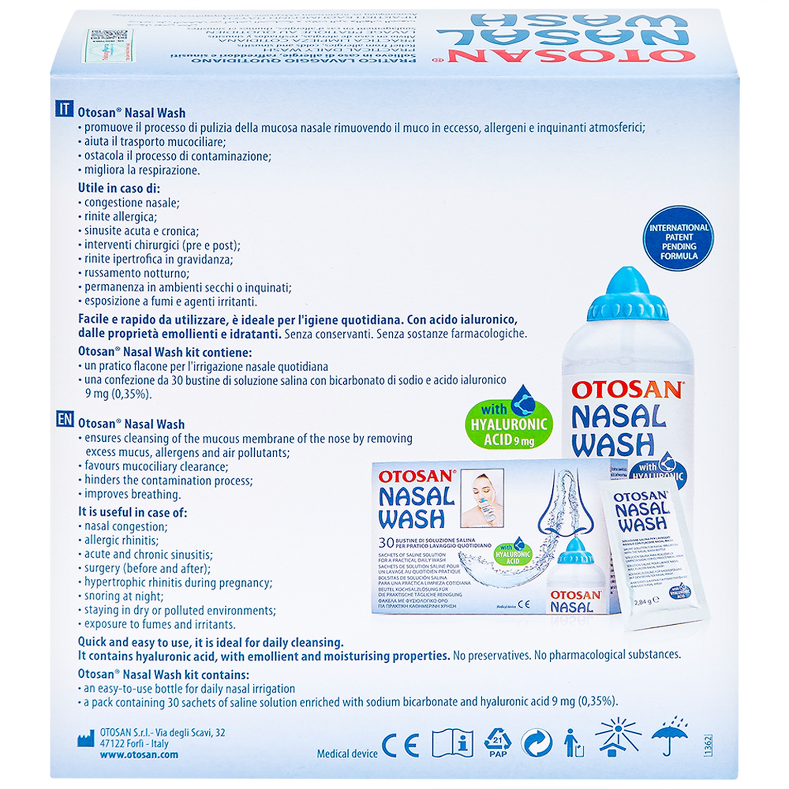 Bộ rửa mũi Otosan Nasal Wash Kit (30 gói) làm sạch sâu, ngừa viêm xoang, viêm mũi dành cho trẻ trên 6 tuổi