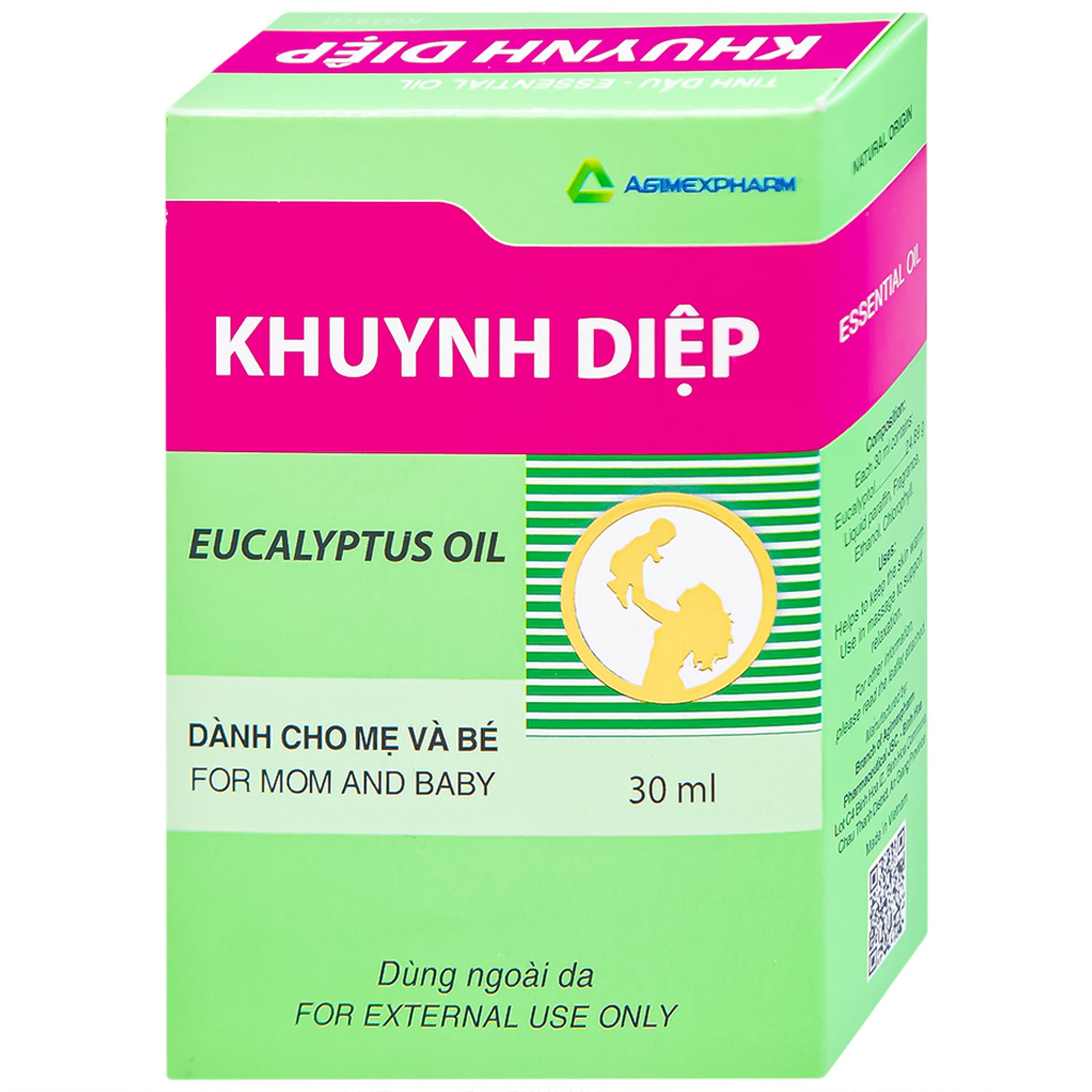 Dầu khuynh diệp Eucalyptus Oil Agimexpharm giúp giữ ấm dành cho mẹ và bé (30ml)