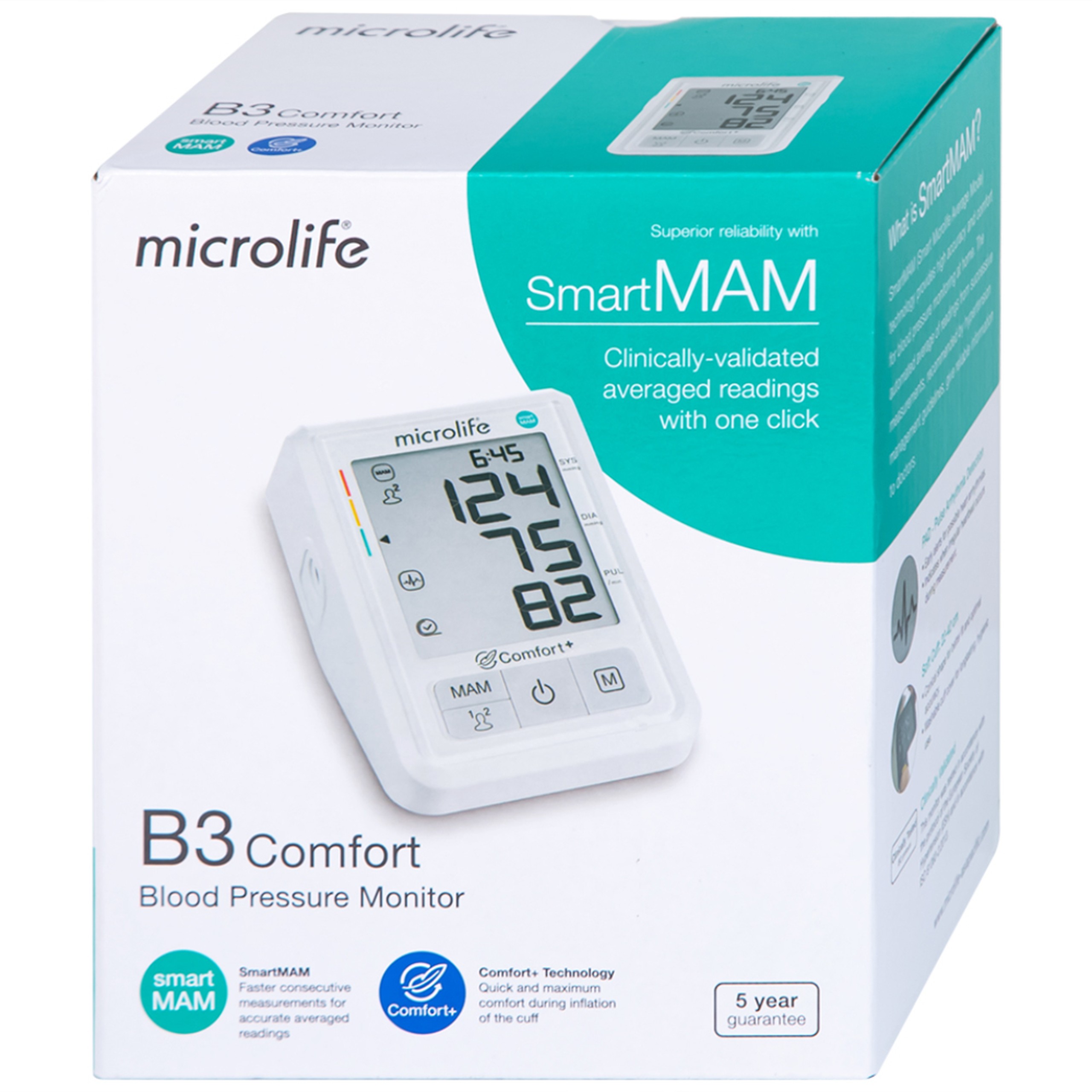 Máy đo huyết áp bắp tay Microlife B3 Comfort hỗ trợ đo huyết áp, nhịp tim
