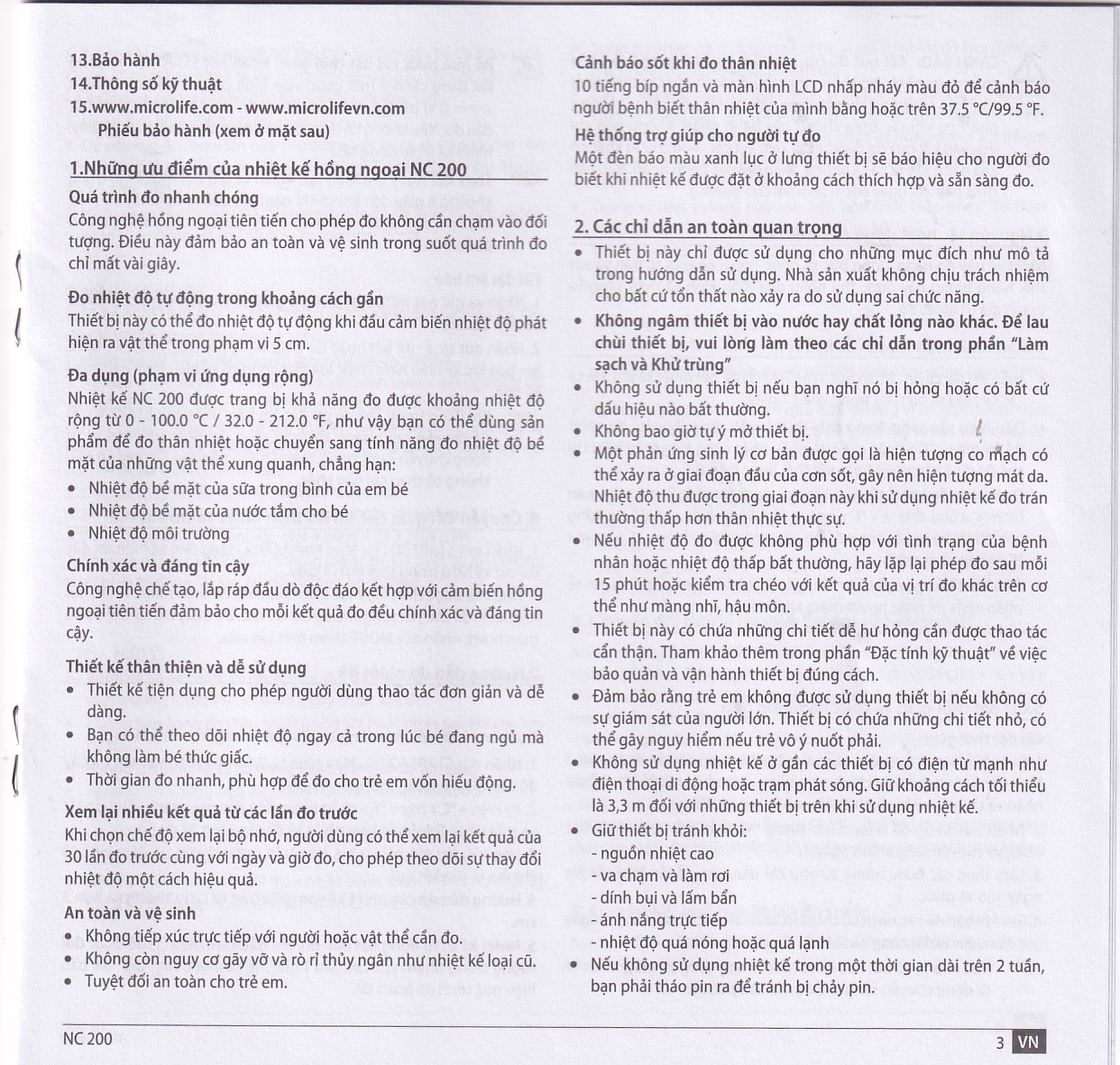 Nhiệt kế hồng ngoại đo trán Microlife NC200