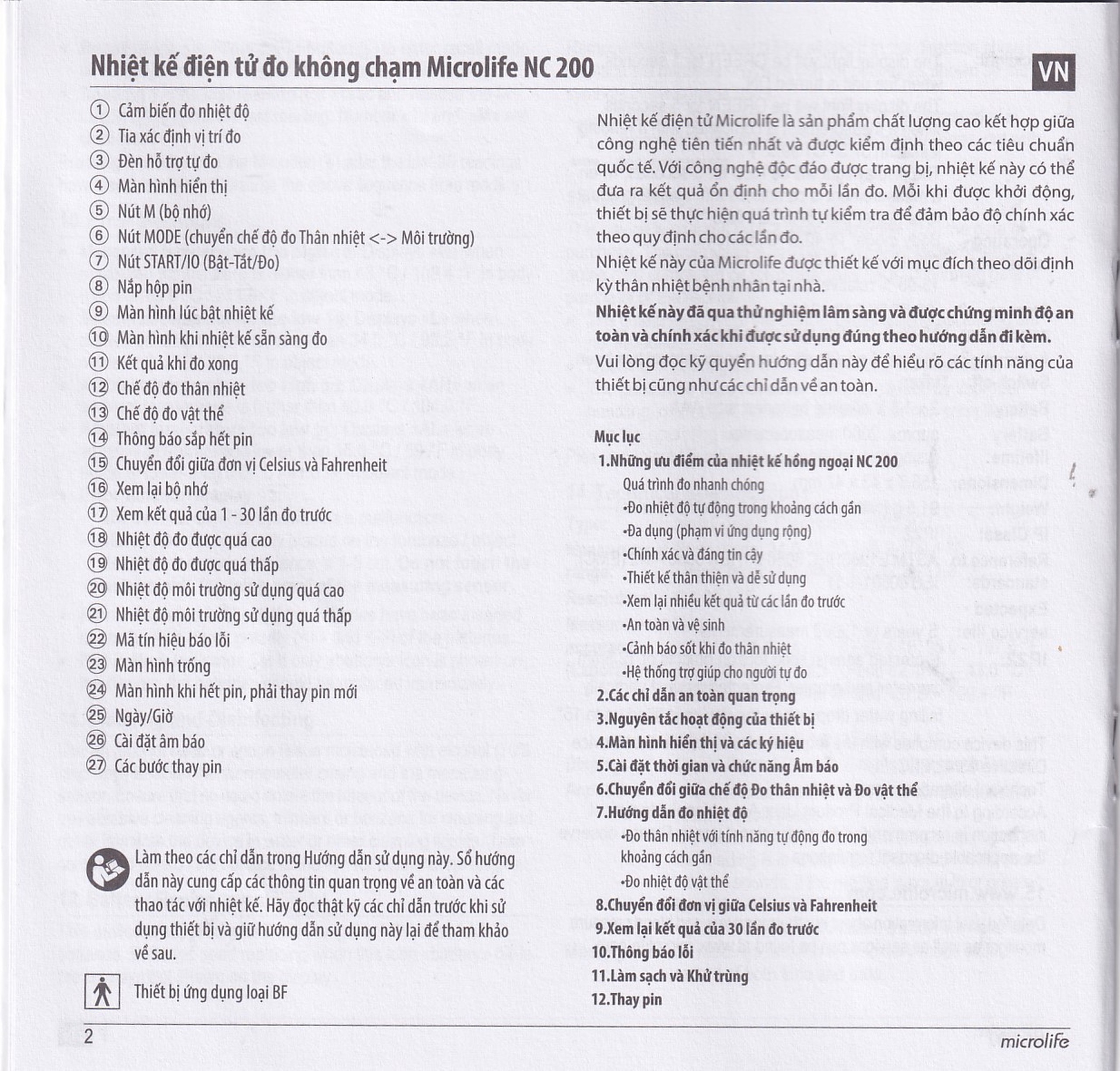 Nhiệt kế hồng ngoại đo trán Microlife NC200