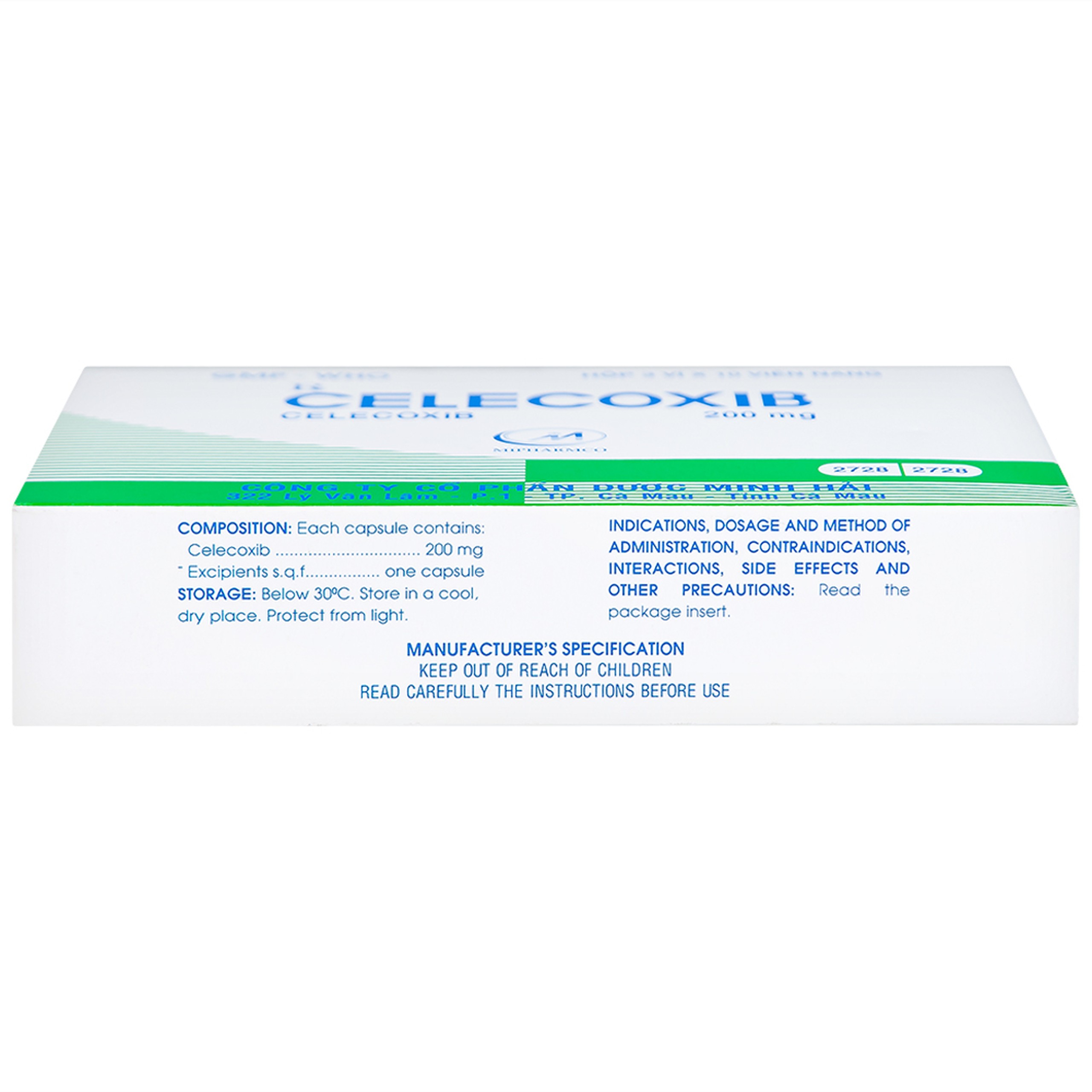 Thuốc Celecoxib 200mg Minh Hải điều trị thoái hóa khớp, viêm khớp dạng thấp (3 vỉ x 10 viên)