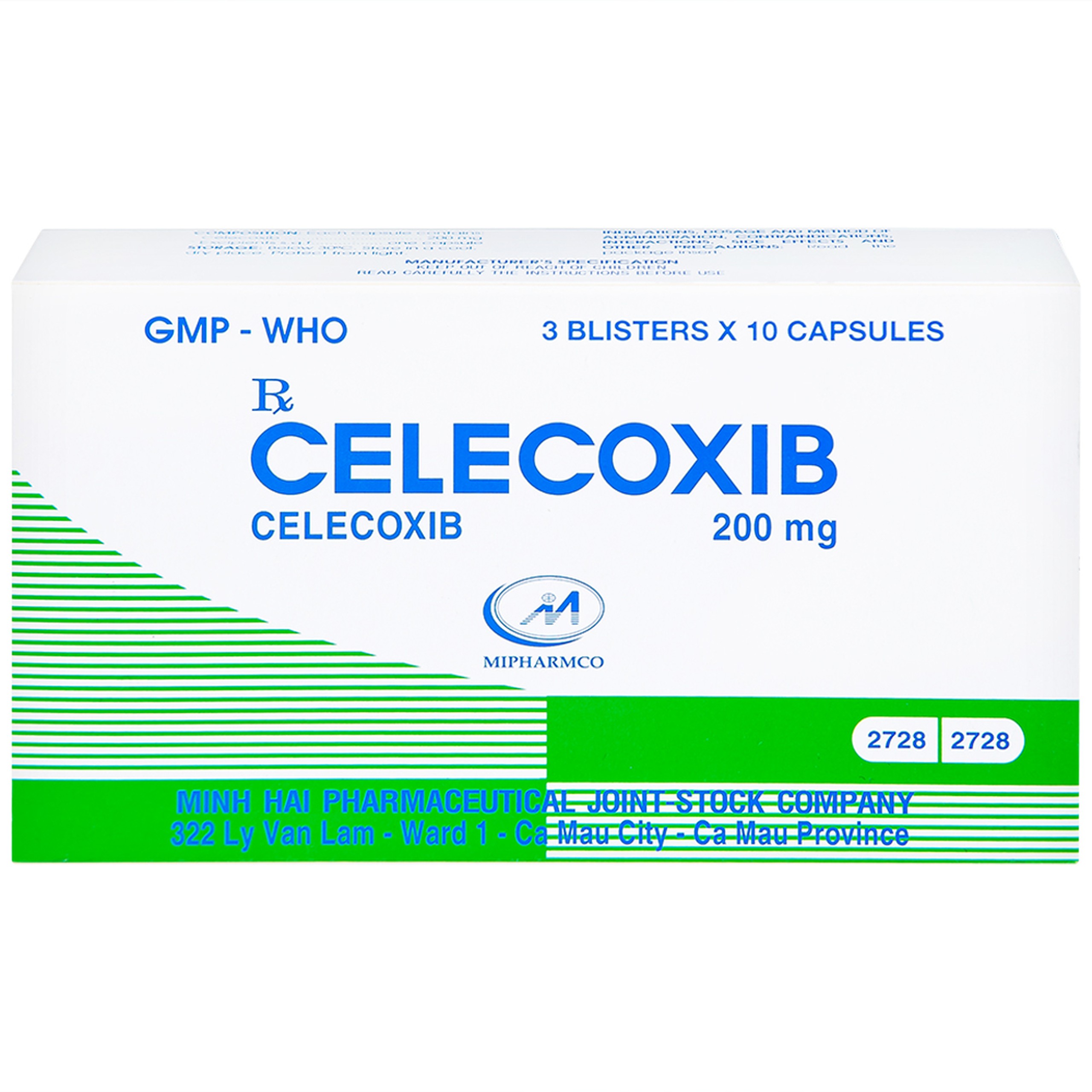 Thuốc Celecoxib 200mg Minh Hải điều trị thoái hóa khớp, viêm khớp dạng thấp (3 vỉ x 10 viên)