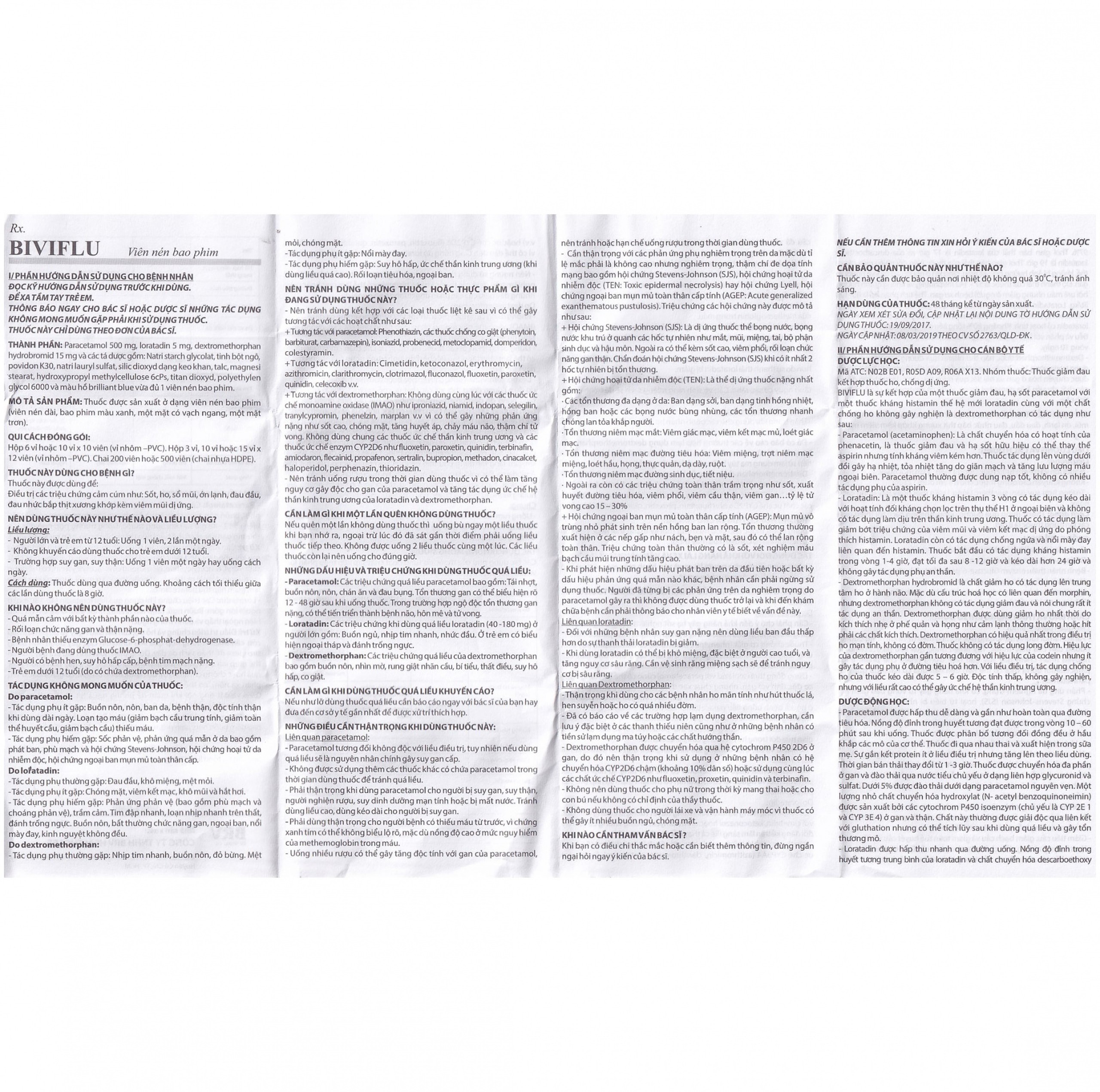 Thuốc Biviflu BRV điều trị các triệu chứng cảm cúm (10 vỉ x 12 viên)