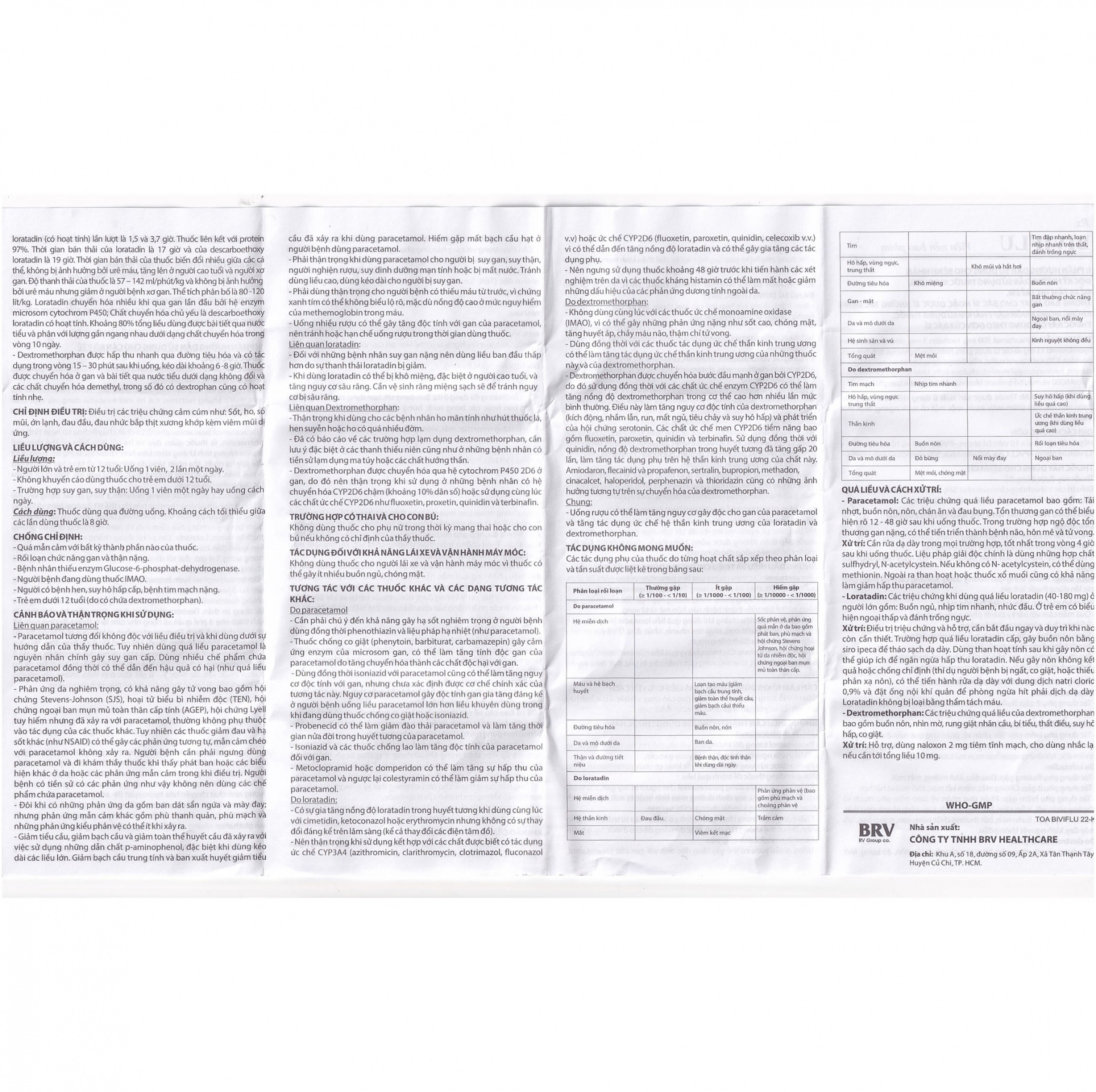 Thuốc Biviflu BRV điều trị các triệu chứng cảm cúm (10 vỉ x 12 viên)