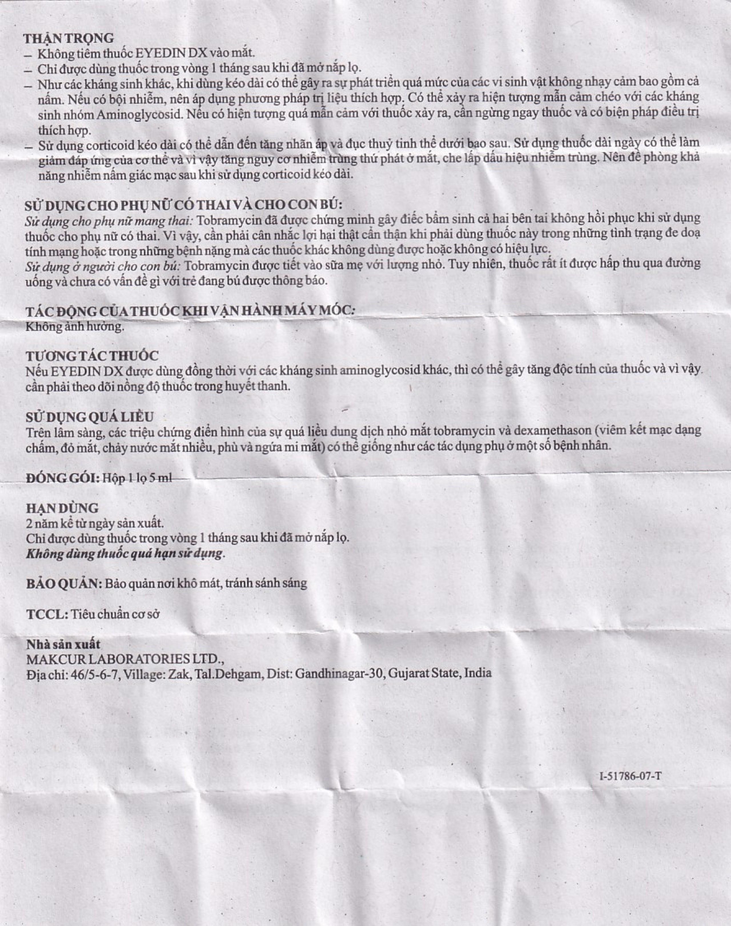 Thuốc nhỏ mắt Eyedin DX Makcur điều trị nhiểm khuẩn mắt (5ml)