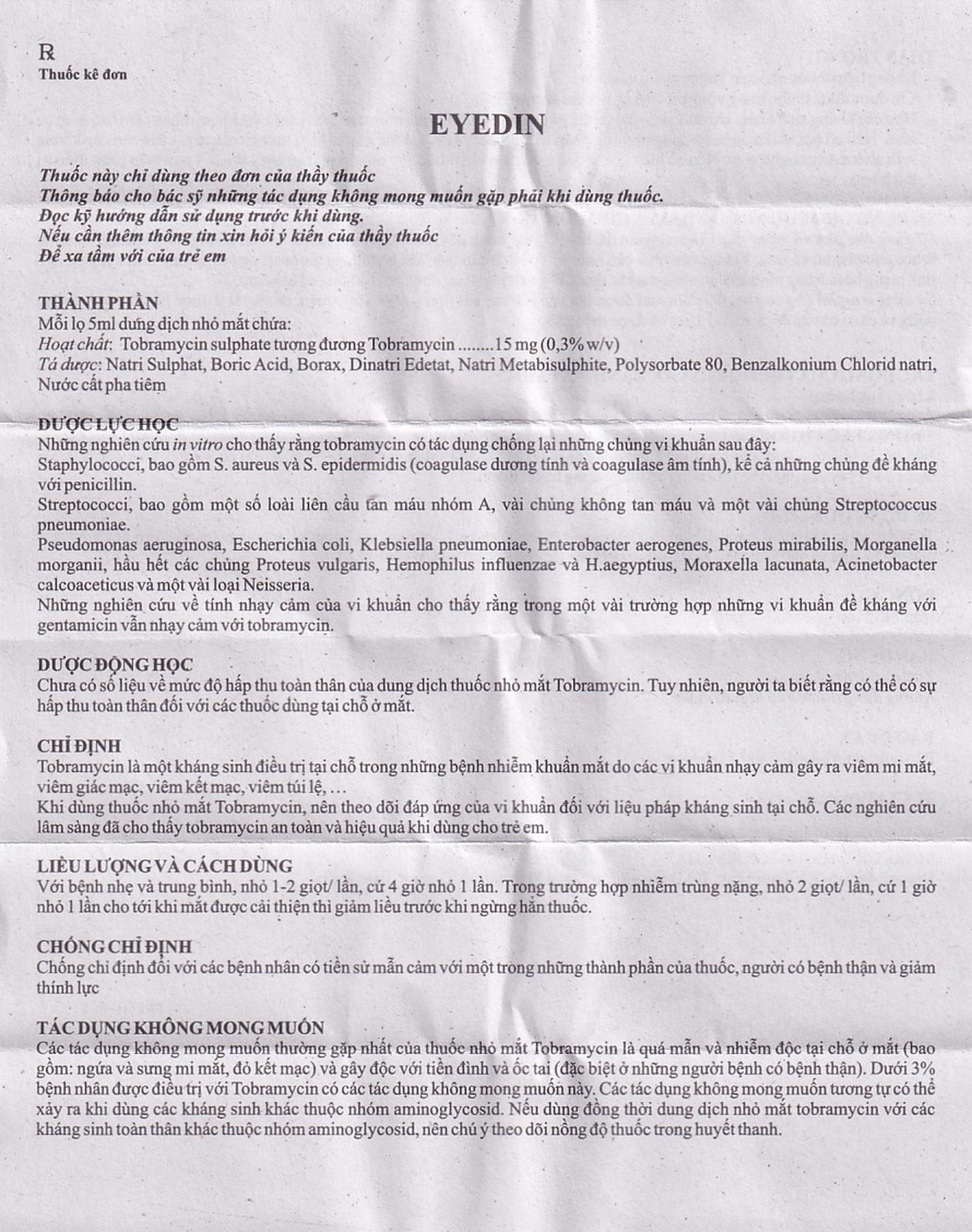 Thuốc tra mắt Eyedin Makcur điều trị nhiểm khuẩn mắt (5ml)