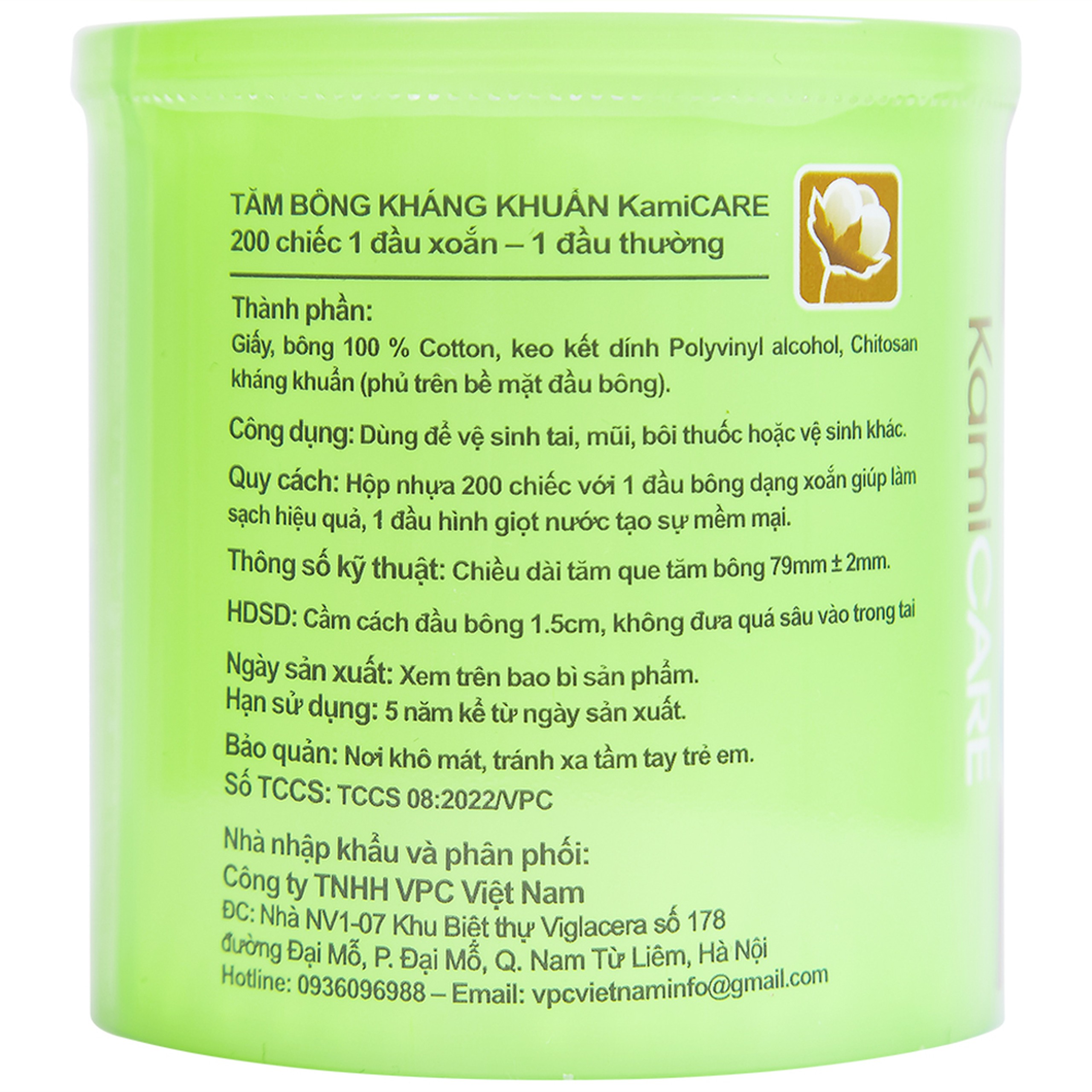 Tăm bông KamiCare vệ sinh tai, mũi (200 que)