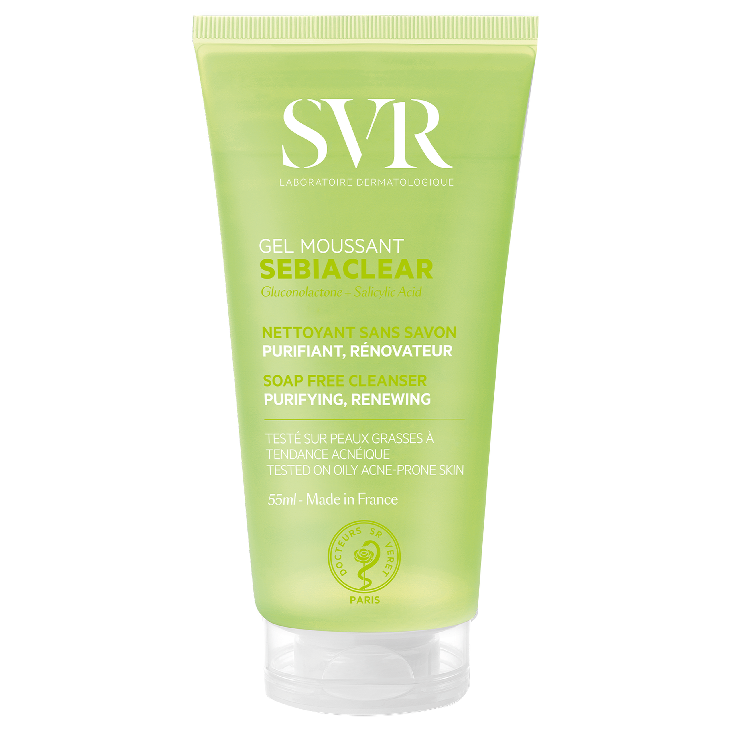 Gel SVR Sebiaclear Gel Moussant làm sạch không chứa xà phòng, loại bỏ tế bào da chết (55ml)