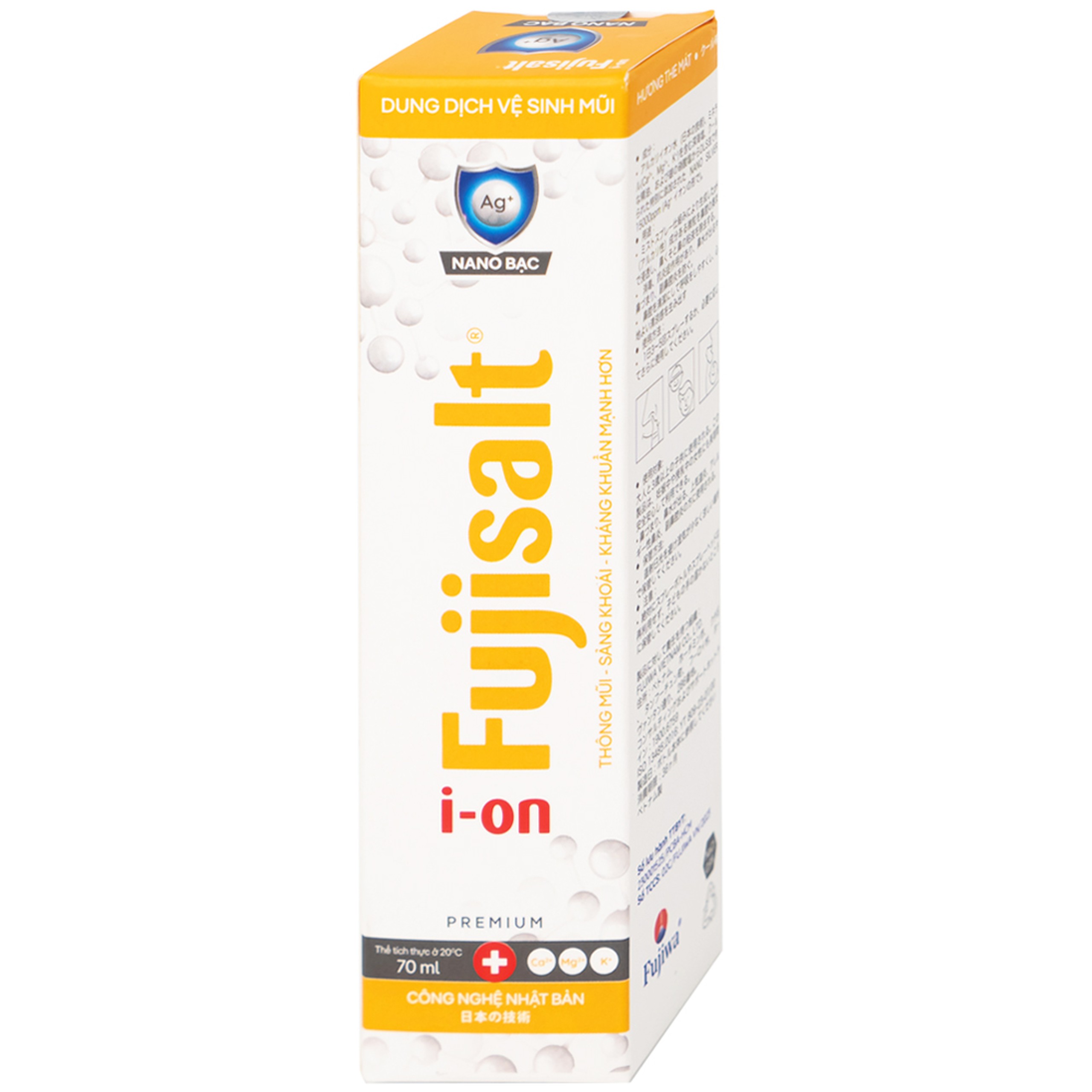 Xịt mũi nano bạc ion Fujisalt 70ml hỗ trợ làm sạch, giảm viêm, sưng đỏ, phòng ngừa sổ mũi