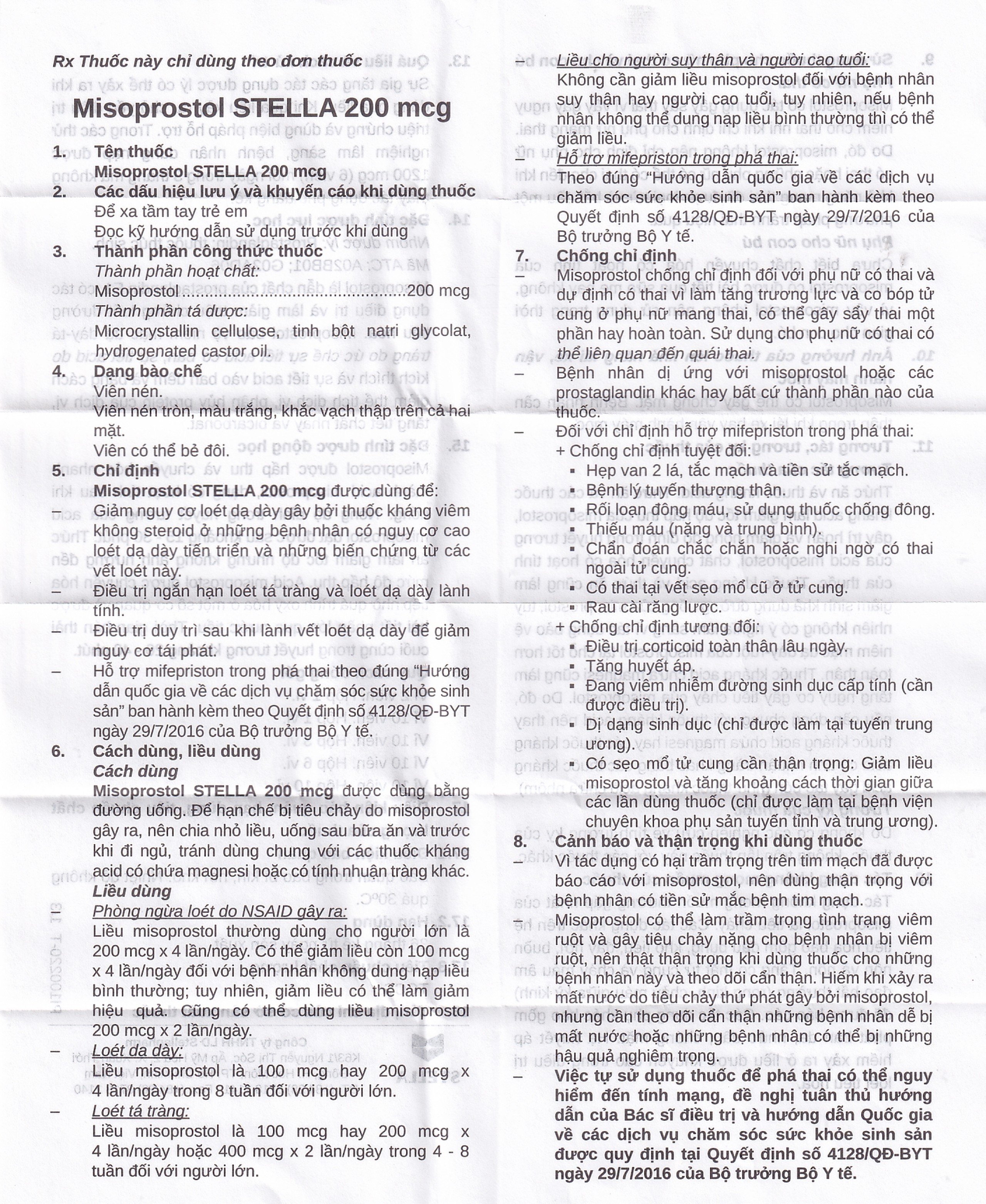 Viên nén Misoprostol Stella 200mcg giảm nguy cơ loét dạ dày (3 vỉ x 10 viên)