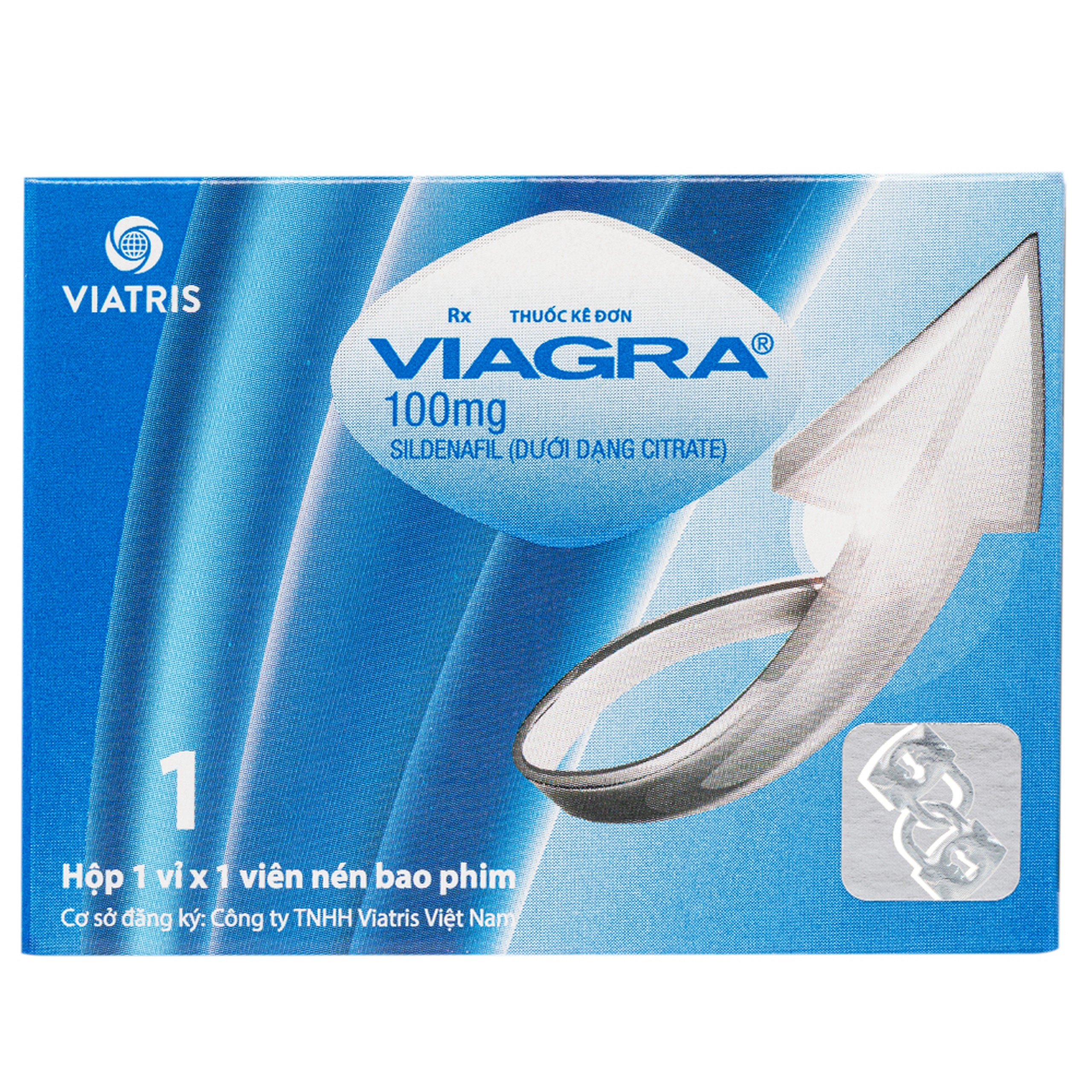 Thuốc Viagra 100mg Viatris điều trị rối loạn cương dương (1 vỉ x 1 viên)