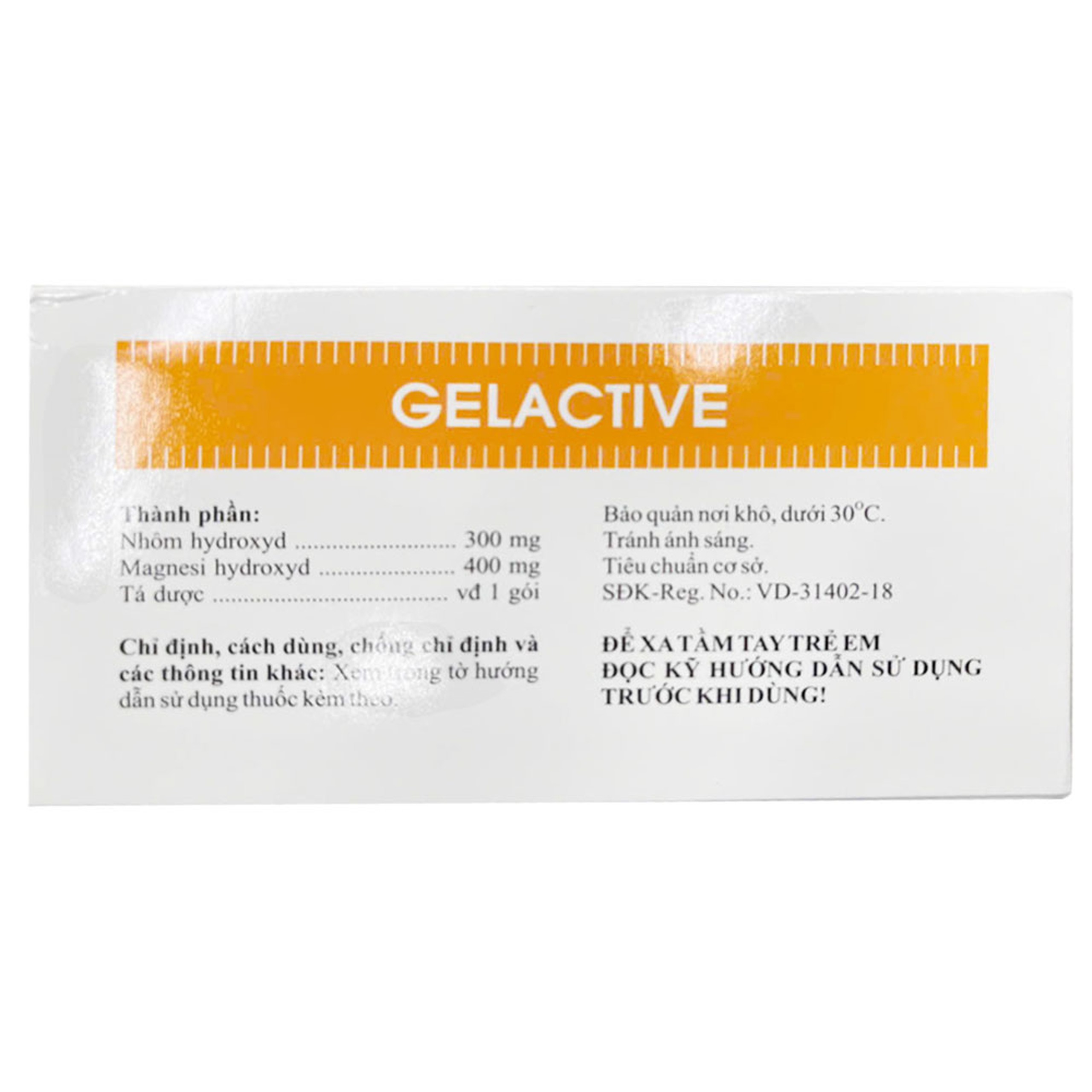 Hỗn dịch uống Gelactive Fort Hasan điều trị viêm loét dạ dày, làm dịu rối loạn tiêu hóa (30 gói x 10ml)