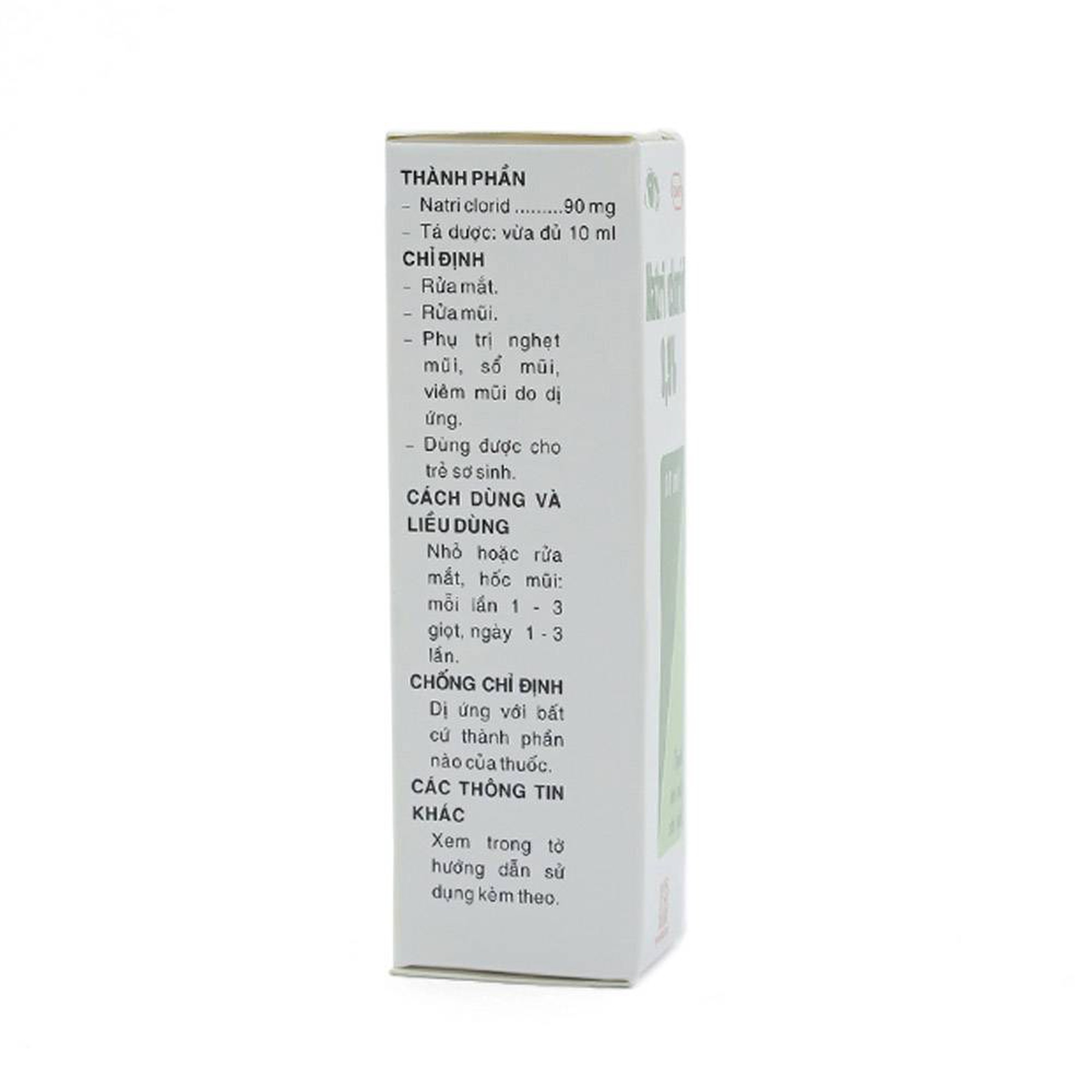Thuốc nhỏ mắt, nhỏ mũi Natri Clorid 0,9% Pharmedic hỗ trợ rửa mắt, rửa mũi, phụ trị nghẹt mũi, sổ mũi (10ml)