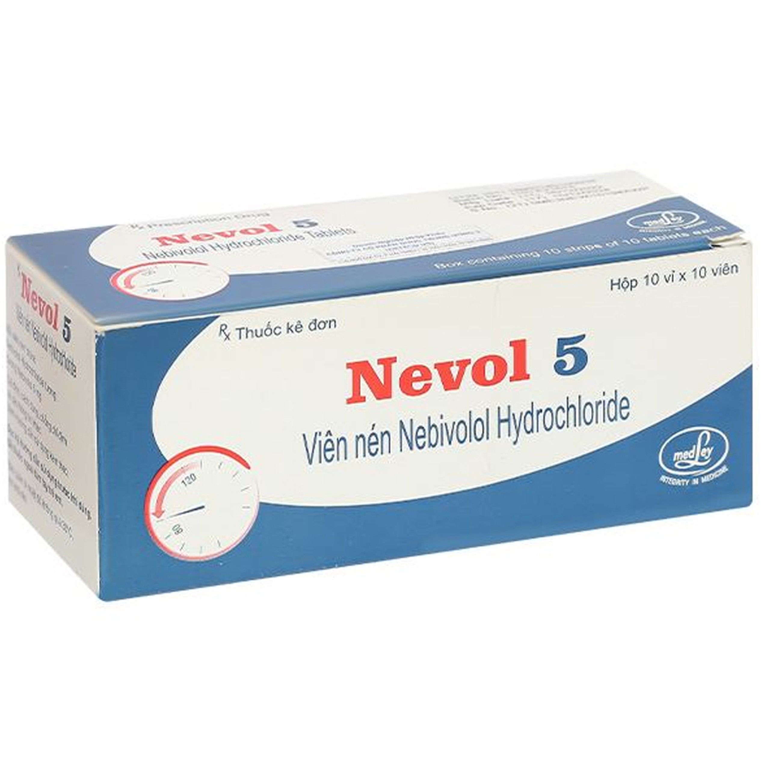Viên nén Nevel 5 Medley Pharma điều trị tăng huyết áp vô căn (10 vỉ x 10 viên)
