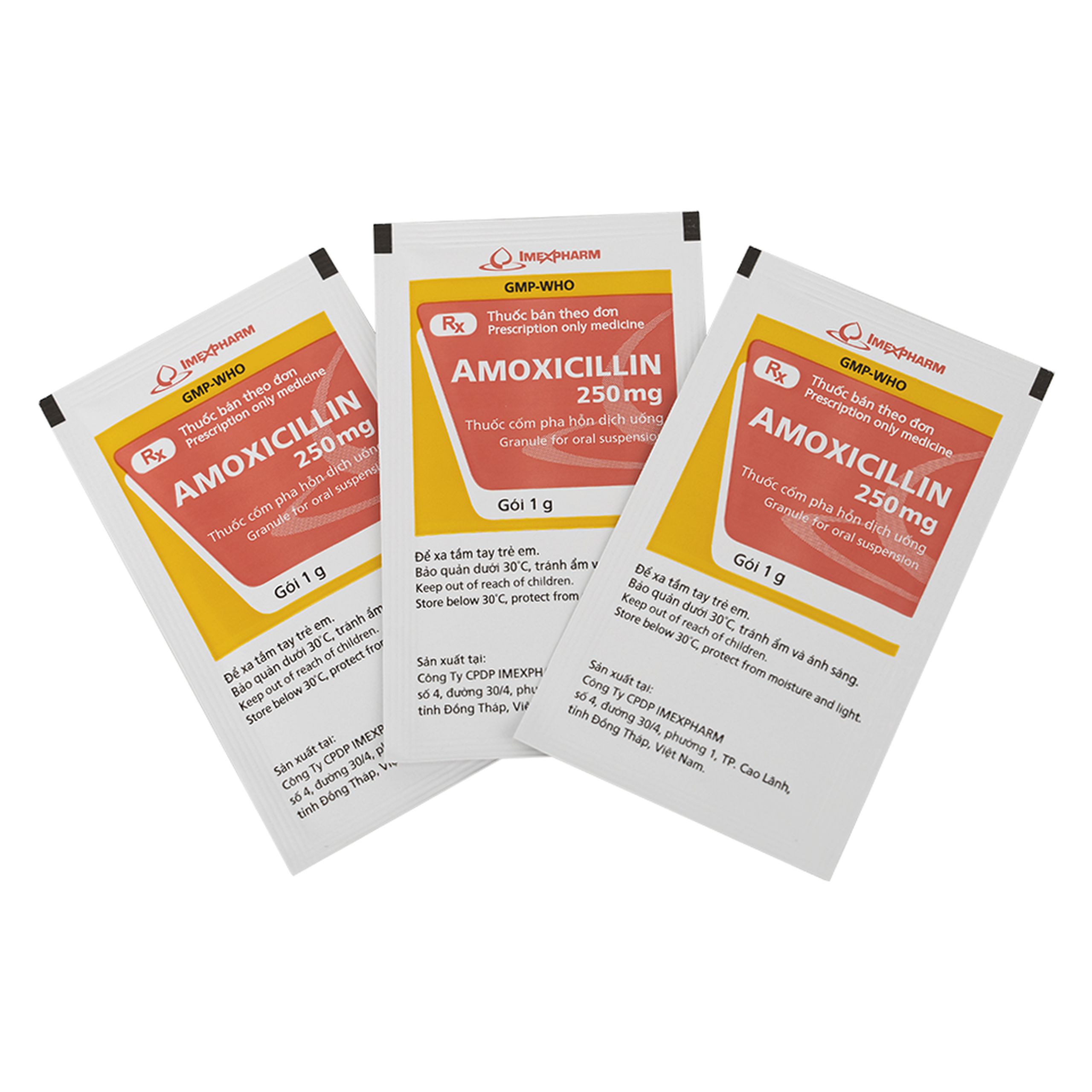 Hỗn dịch uống Amoxicillin 250mg Imexpharm điều trị nhiễm khuẩn đường hô hấp, đường mật, đường tiêu hóa (12 gói)